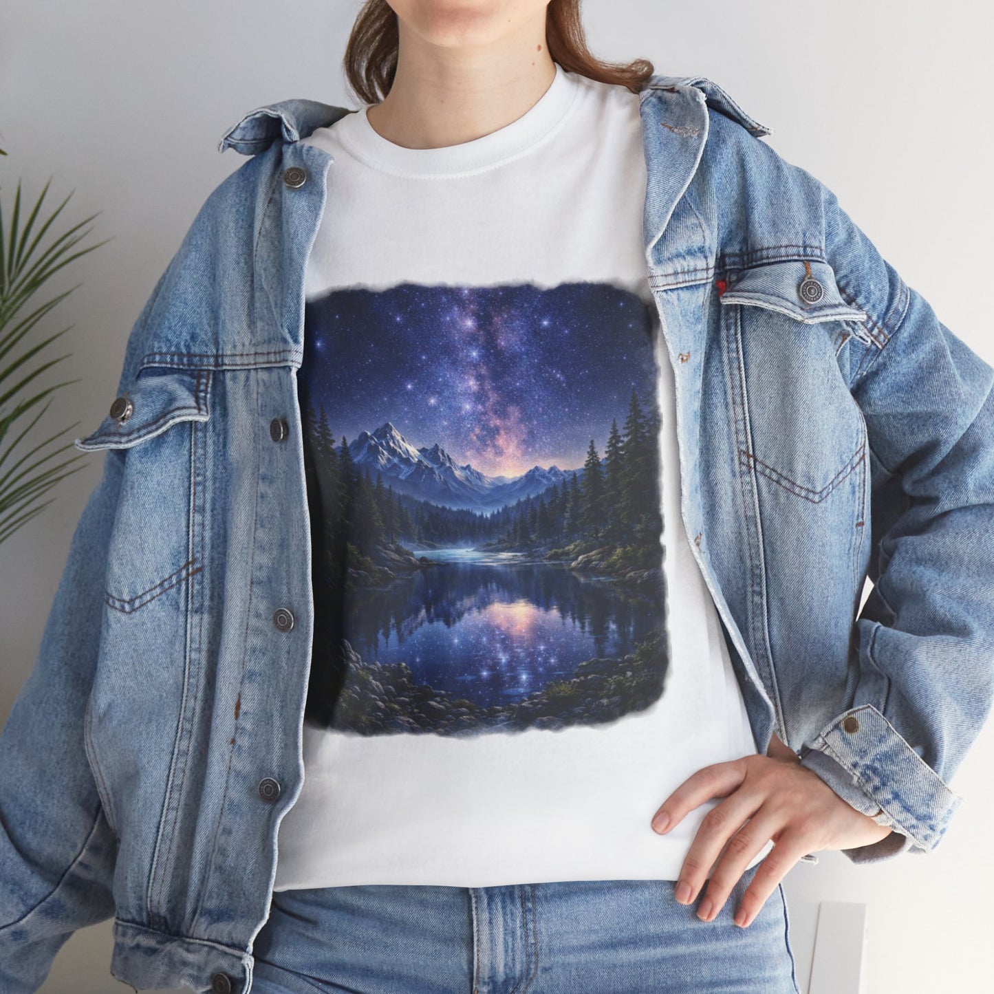 Midnight Reflection Nature T-Shirt – Moonlit Lake & Forest Design