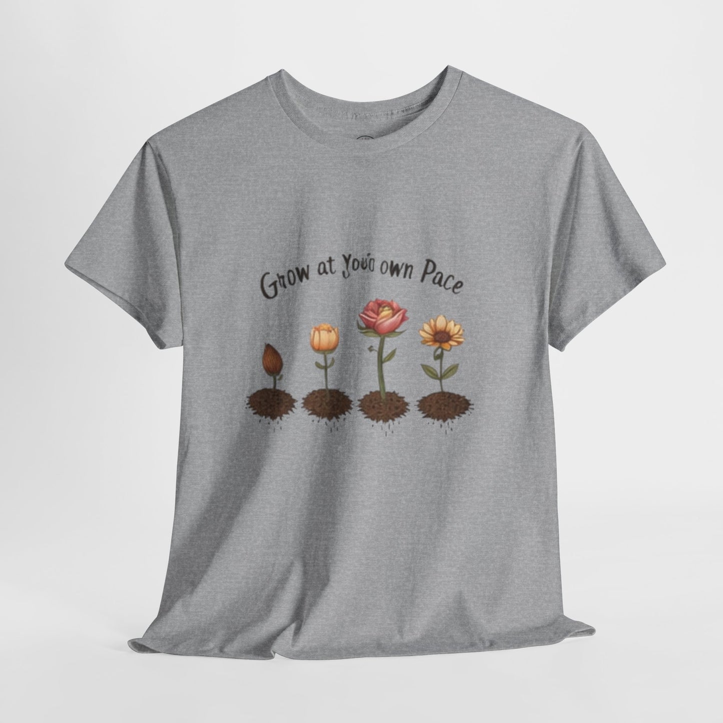 Grow at Your Own Pace T-Shirt – Minimalist Flower Pot Tee, Aesthetic Botanical Shirt, Unisex Gift for Plant Lovers