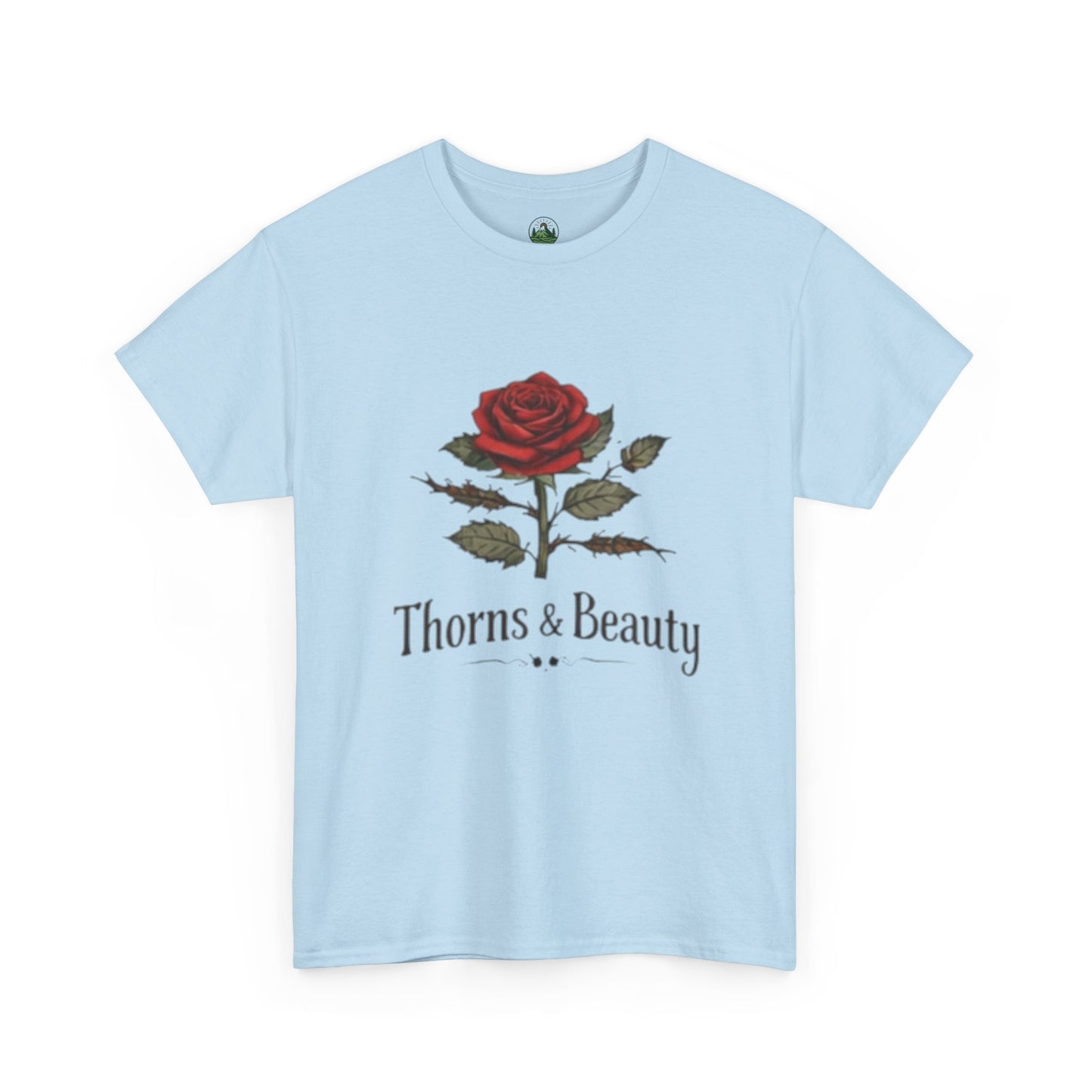 Thorns & Beauty Rose T-Shirt – Minimalist Floral Graphic Tee, Aesthetic Rose Design, Elegant Botanical Shirt
