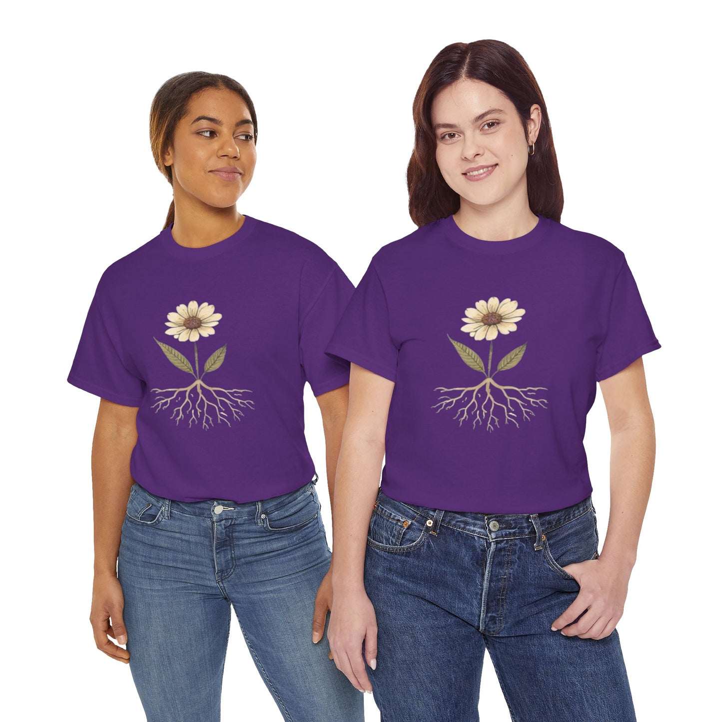 Minimalist Flower Roots T-Shirt – Nature Inspired Graphic Tee, Botanical Design, Aesthetic Plant Shirt, Unisex Cotton Tee