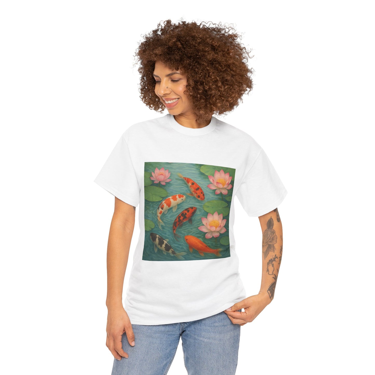 Koi Fish Lotus Pond T-Shirt – Zen Nature Aesthetic Tee