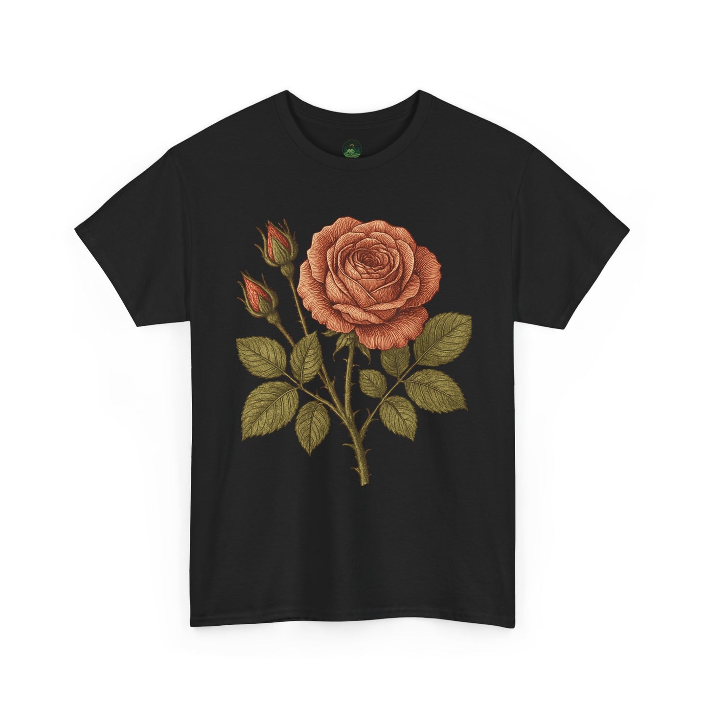 Vintage Botanical Rose T-Shirt – Minimalist Floral Aesthetic Tee