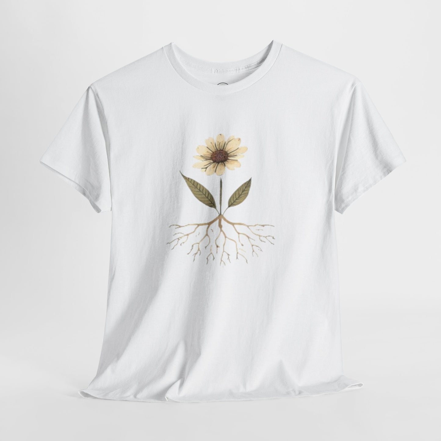 Minimalist Flower Roots T-Shirt – Nature Inspired Graphic Tee, Botanical Design, Aesthetic Plant Shirt, Unisex Cotton Tee