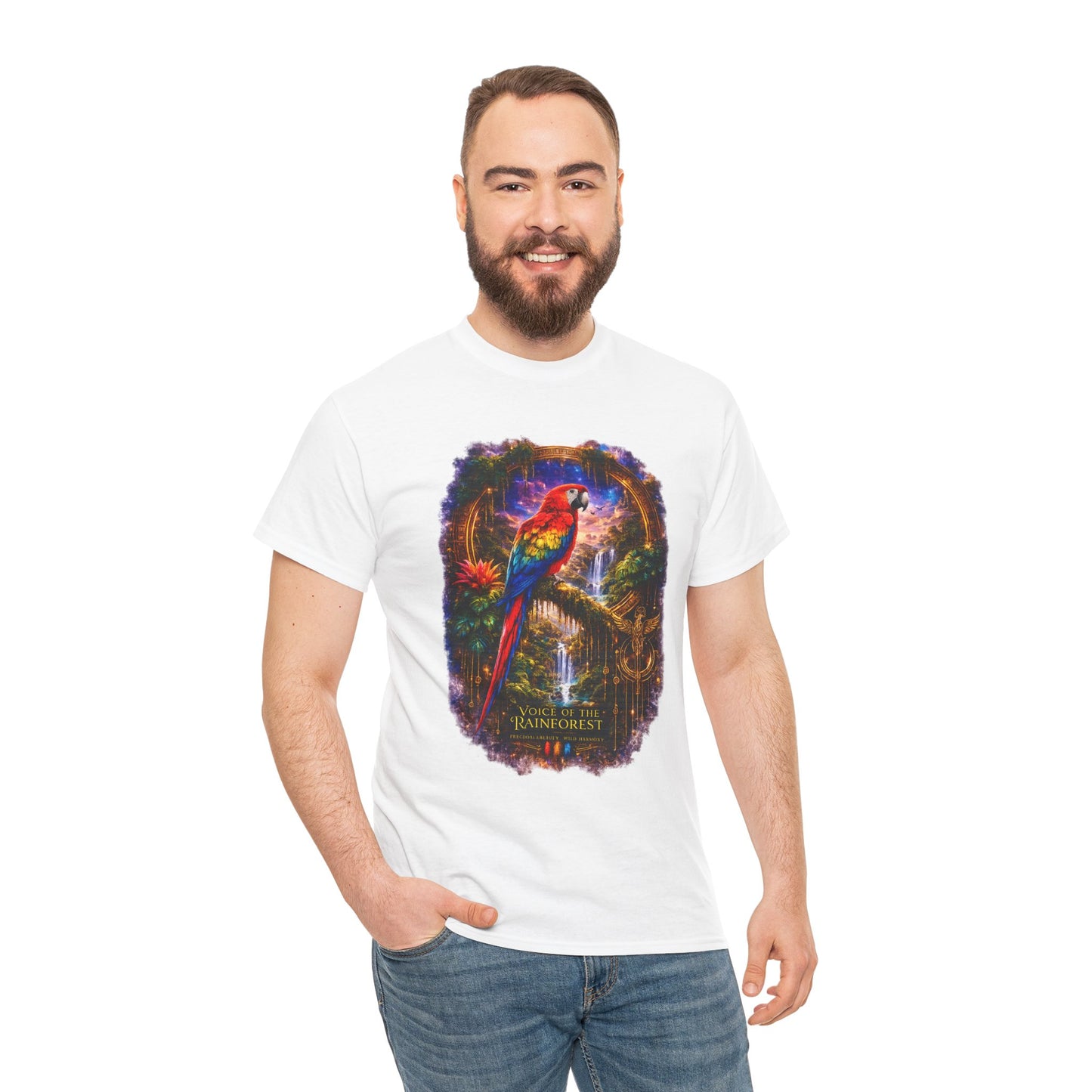 Scarlet Macaw T-Shirt – Tropical Rainforest Cosmic Design | Exotic Bird Wildlife Tee