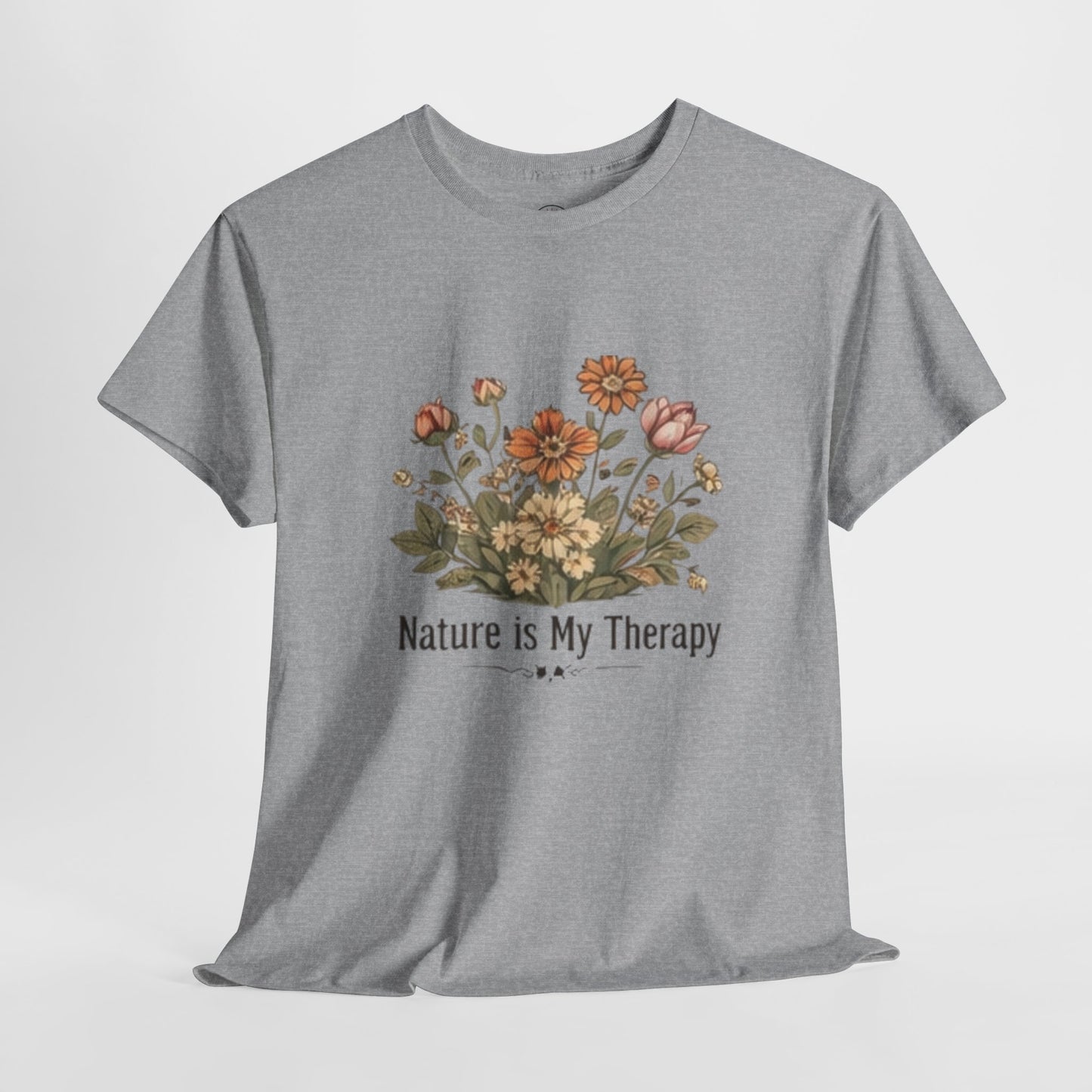 Nature Is My Therapy T-Shirt - Minimalist Floral Design Tee