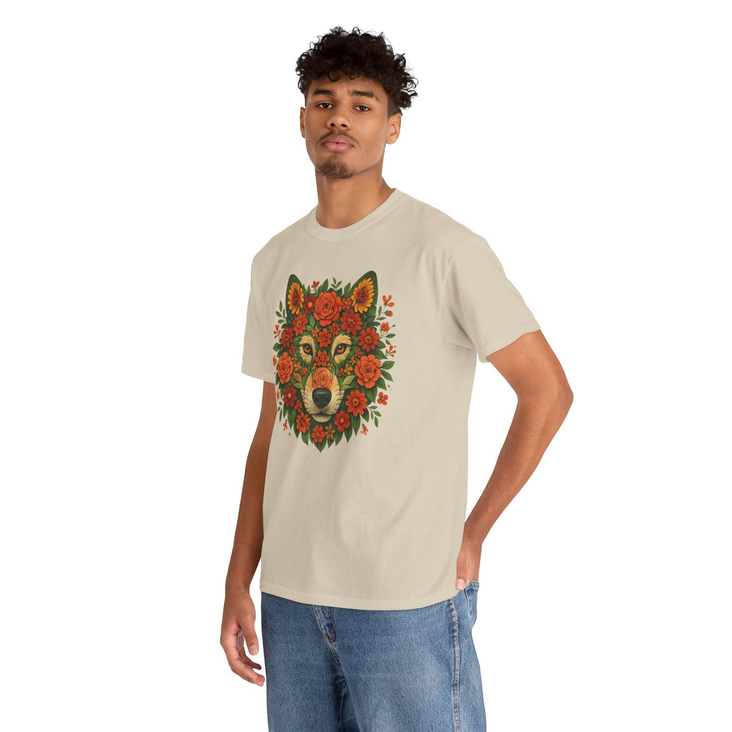 Floral Animal Portrait T-Shirt – Nature Art Aesthetic Tee