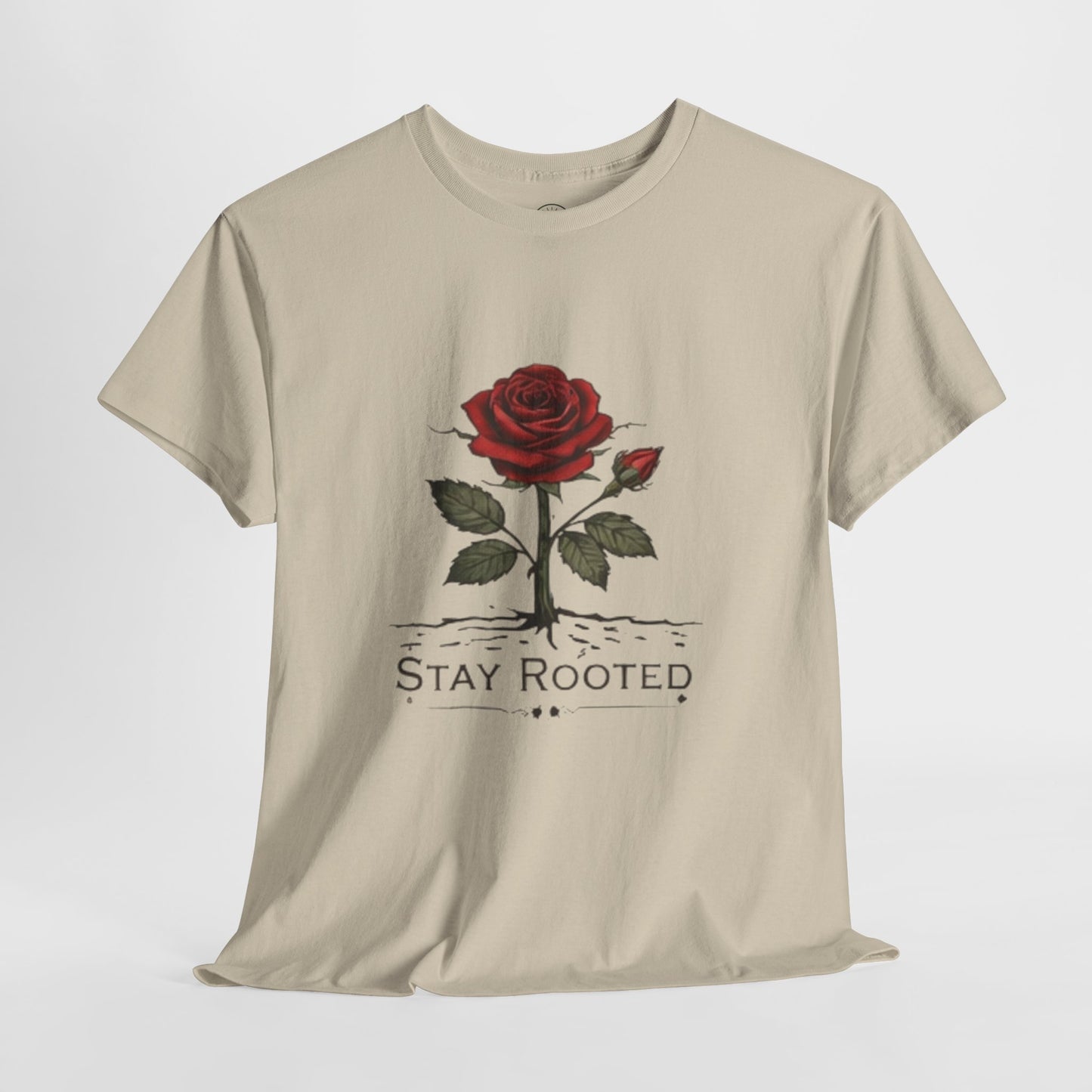 Stay Rooted Rose T-Shirt – Minimalist Nature Graphic Tee, Unisex Botanical Shirt, Nature Lover Gift