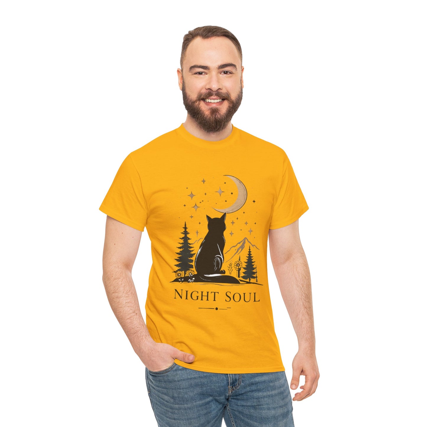 Black Cat Moon T-Shirt – Night Soul Aesthetic Tee, Minimalist Cat Lover Shirt