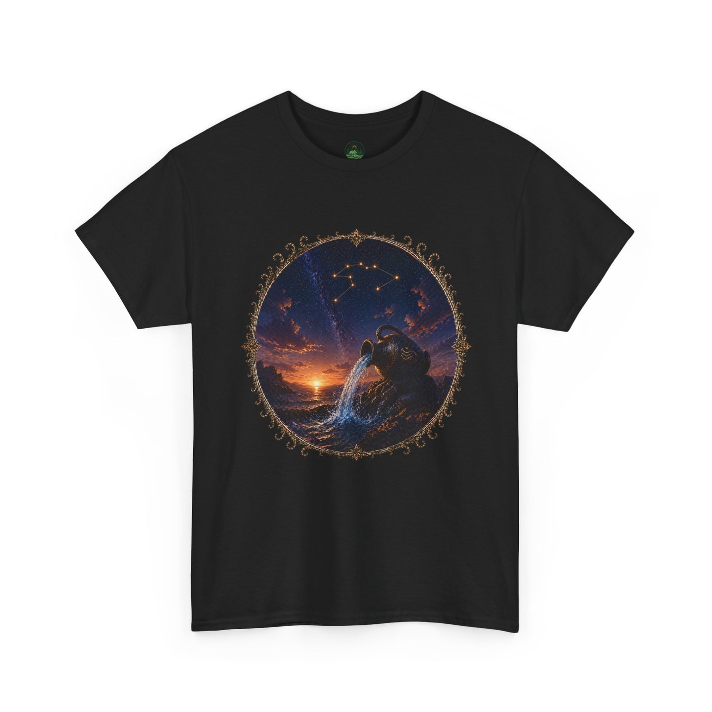 Aquarius Zodiac T-Shirt – Water Bearer Cosmic Design | Unique & Visionary Astrology Tee