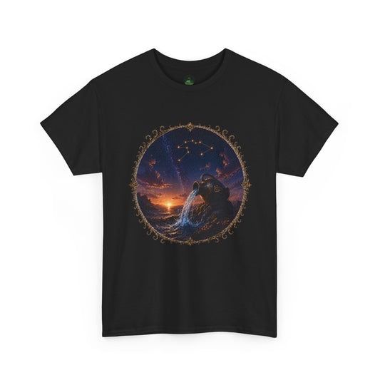 Aquarius Zodiac T-Shirt – Water Bearer Cosmic Design | Unique & Visionary Astrology Tee