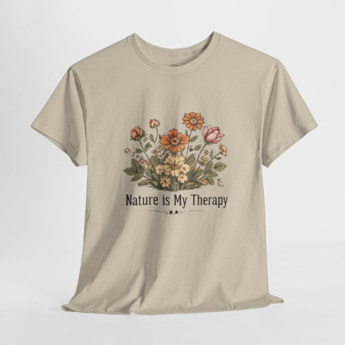 Nature Is My Therapy T-Shirt - Minimalist Floral Design Tee