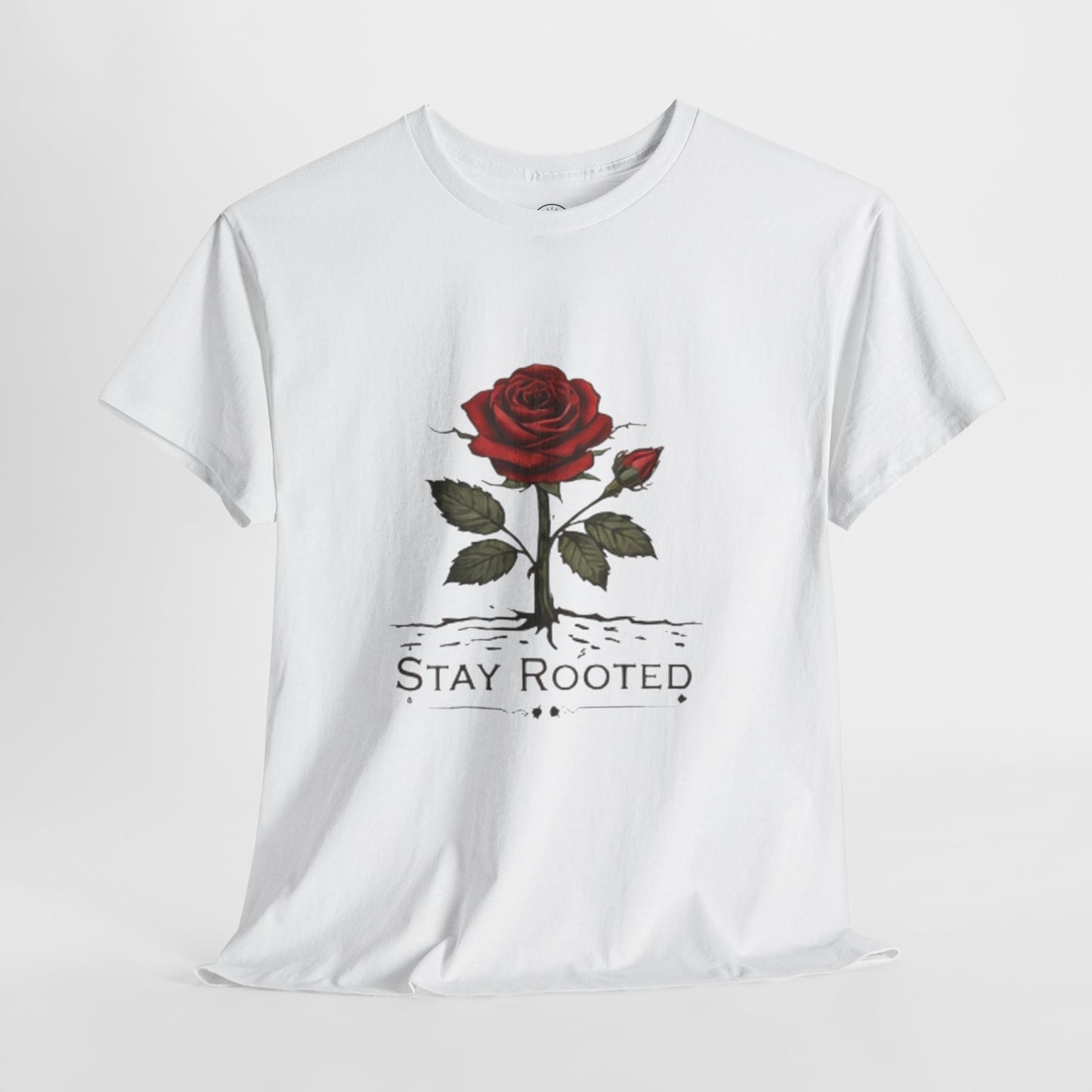 Stay Rooted Rose T-Shirt – Minimalist Nature Graphic Tee, Unisex Botanical Shirt, Nature Lover Gift
