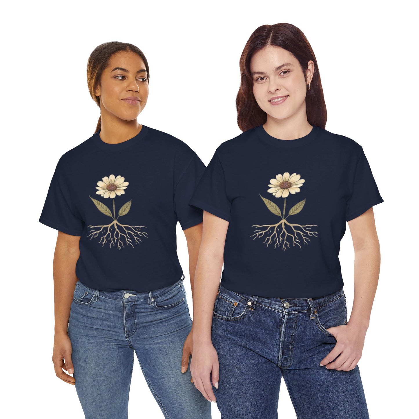 Minimalist Flower Roots T-Shirt – Nature Inspired Graphic Tee, Botanical Design, Aesthetic Plant Shirt, Unisex Cotton Tee