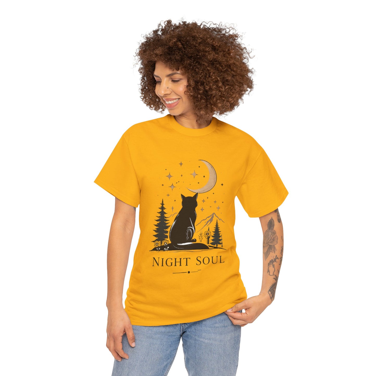 Black Cat Moon T-Shirt – Night Soul Aesthetic Tee, Minimalist Cat Lover Shirt