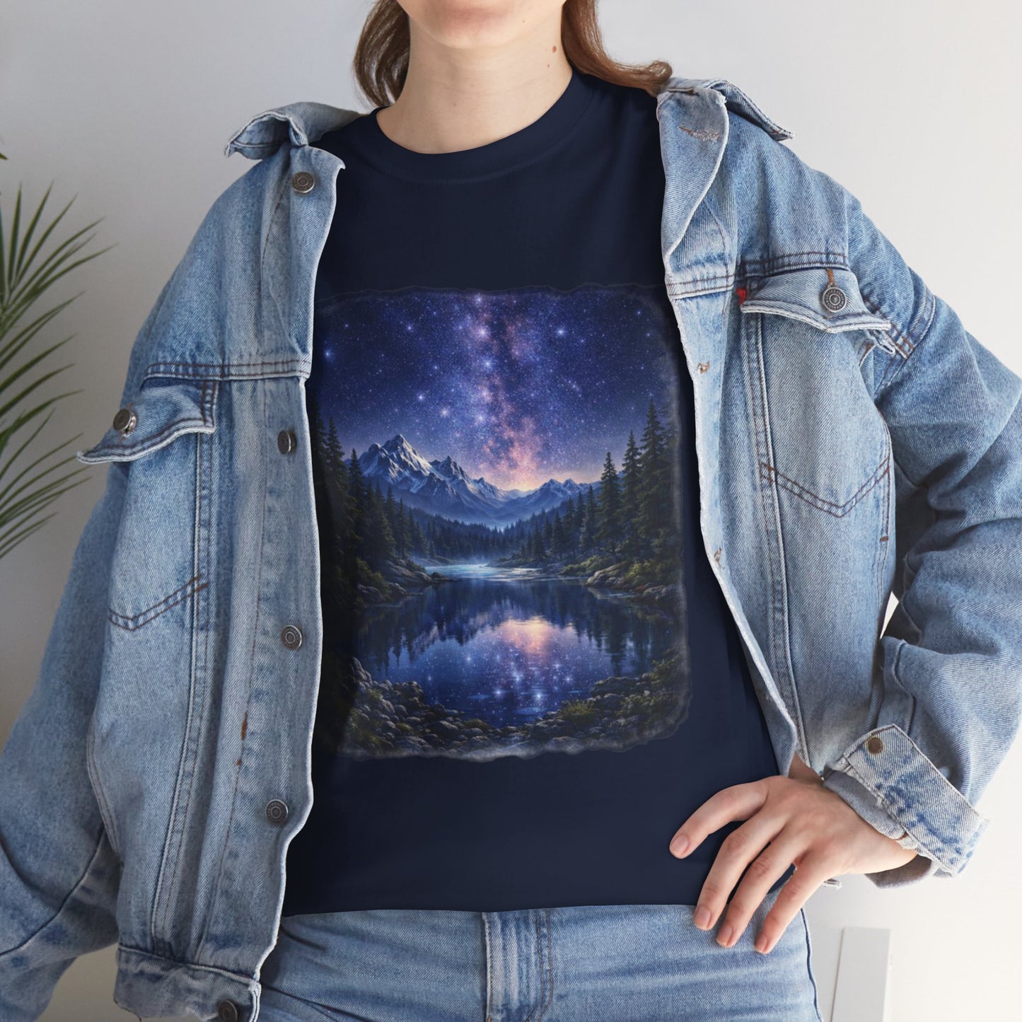 Midnight Reflection Nature T-Shirt – Moonlit Lake & Forest Design
