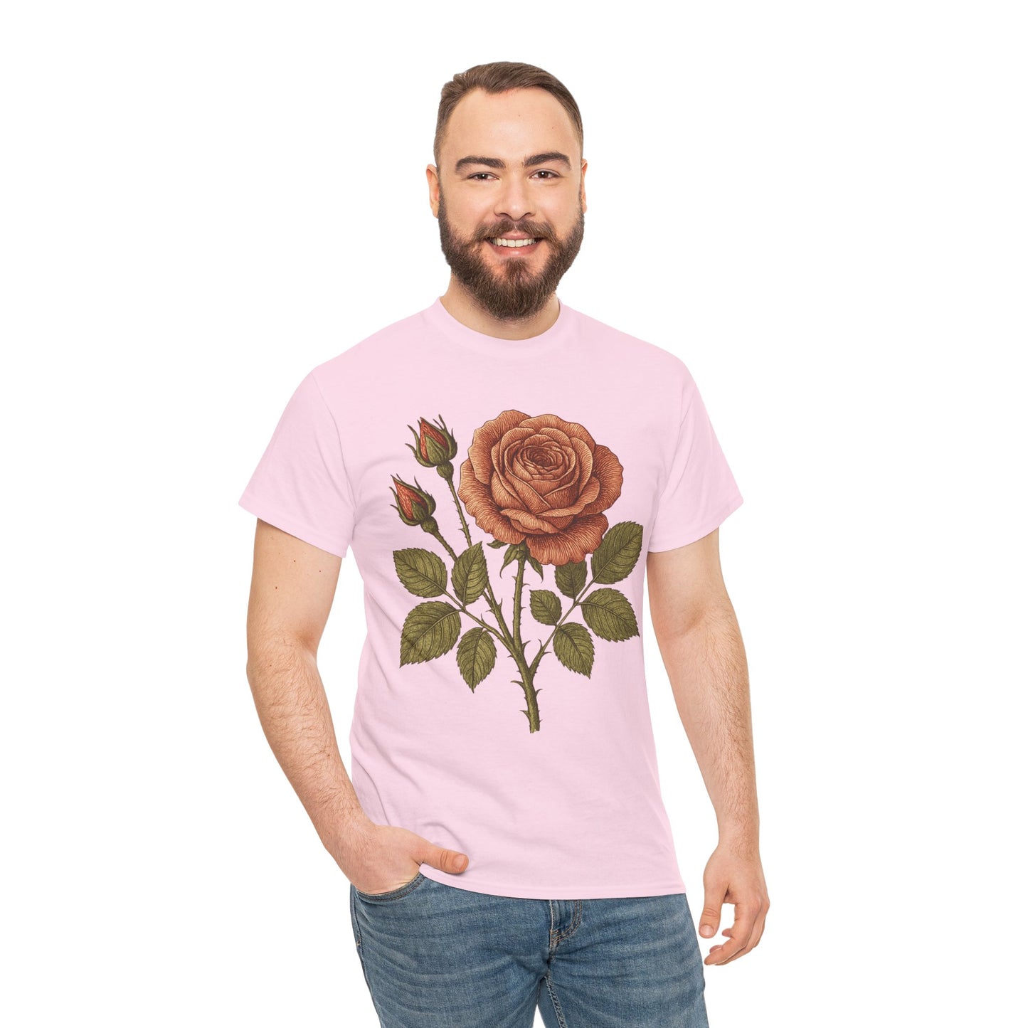 Vintage Botanical Rose T-Shirt – Minimalist Floral Aesthetic Tee