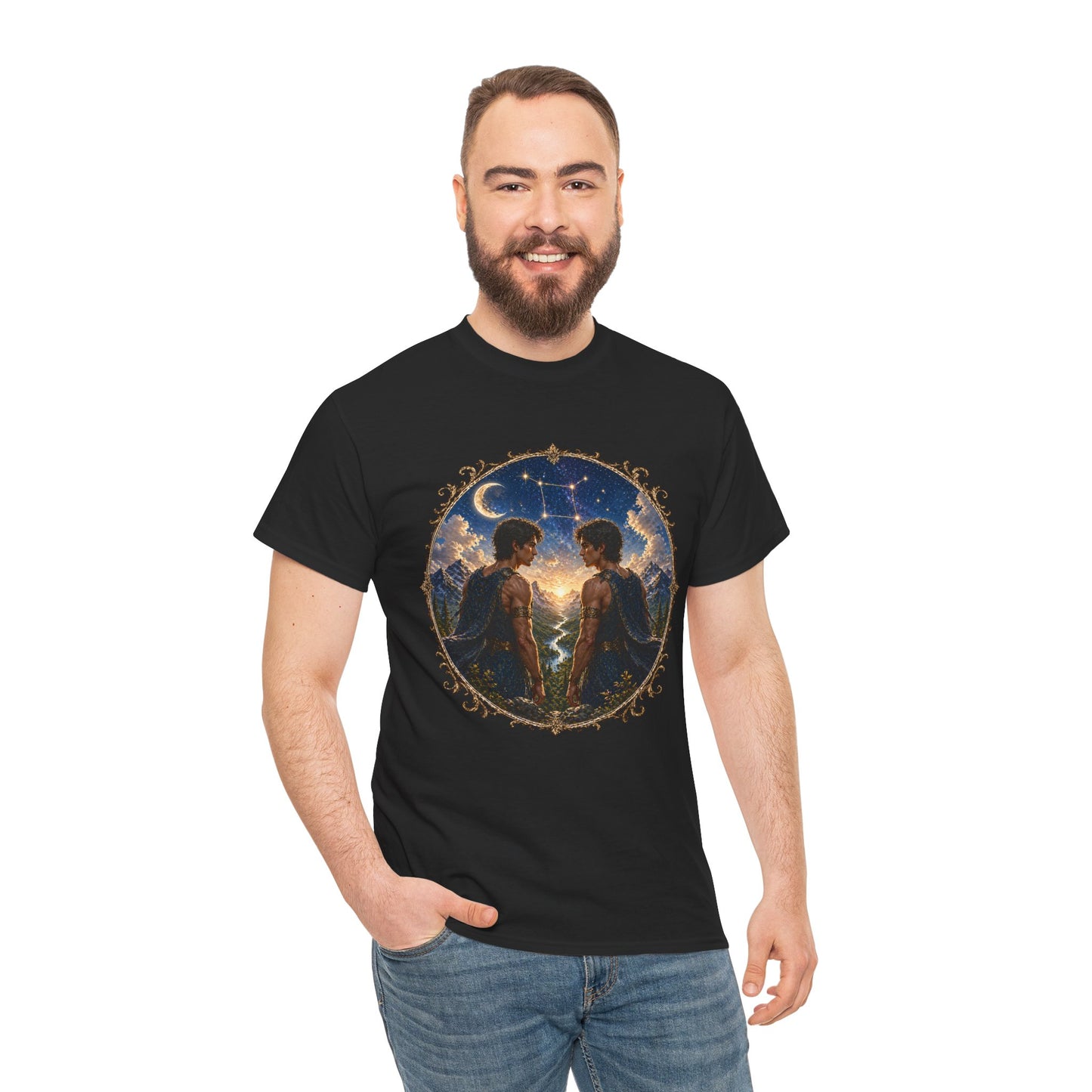 Gemini Zodiac T-Shirt – Dual Energy Twins Design | Astrology & Cosmic Nature Tee