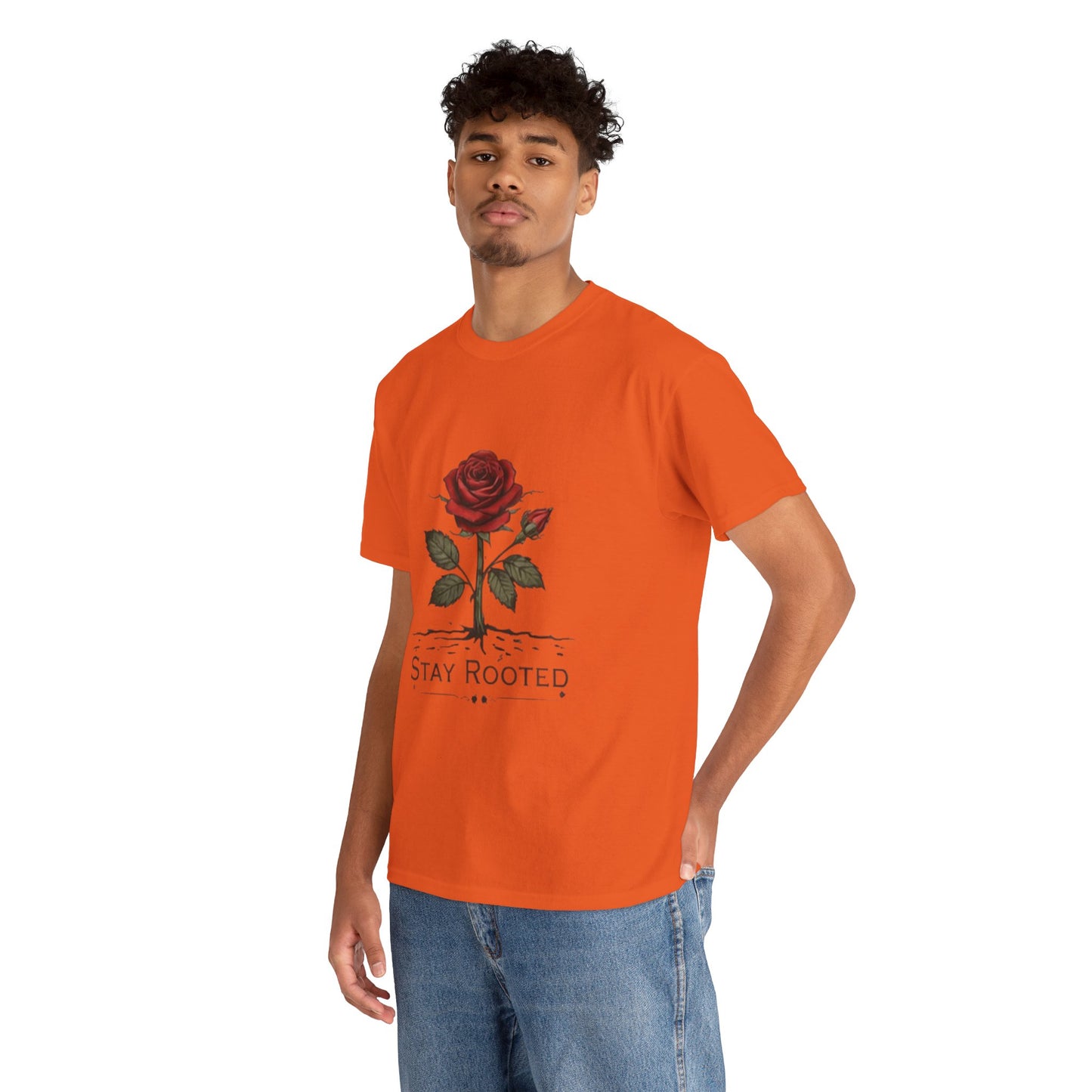 Stay Rooted Rose T-Shirt – Minimalist Nature Graphic Tee, Unisex Botanical Shirt, Nature Lover Gift