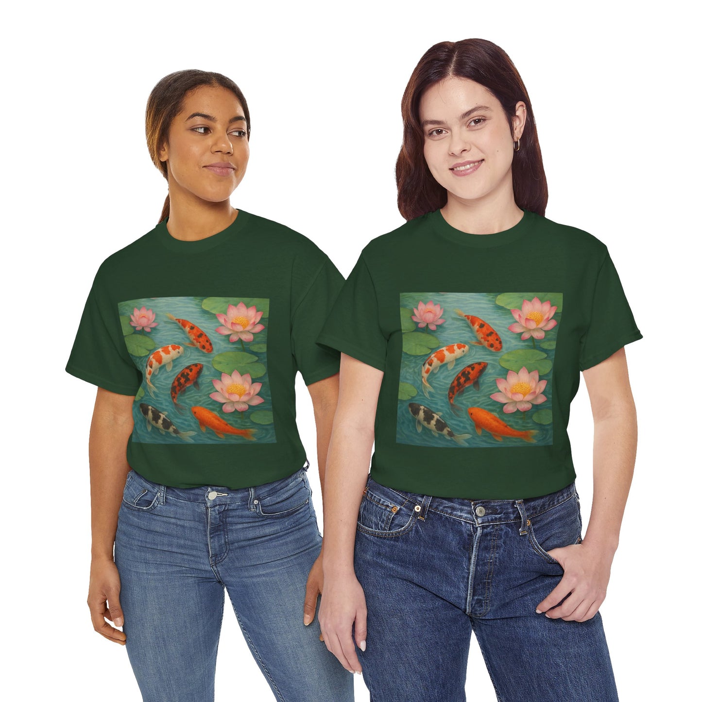 Koi Fish Lotus Pond T-Shirt – Zen Nature Aesthetic Tee