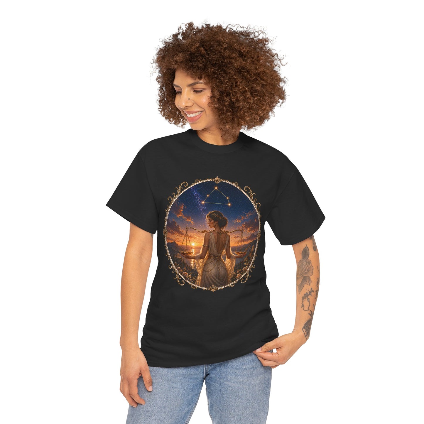 Libra Zodiac T-Shirt – Balance Scales Aesthetic Design | Elegant Astrology Tee