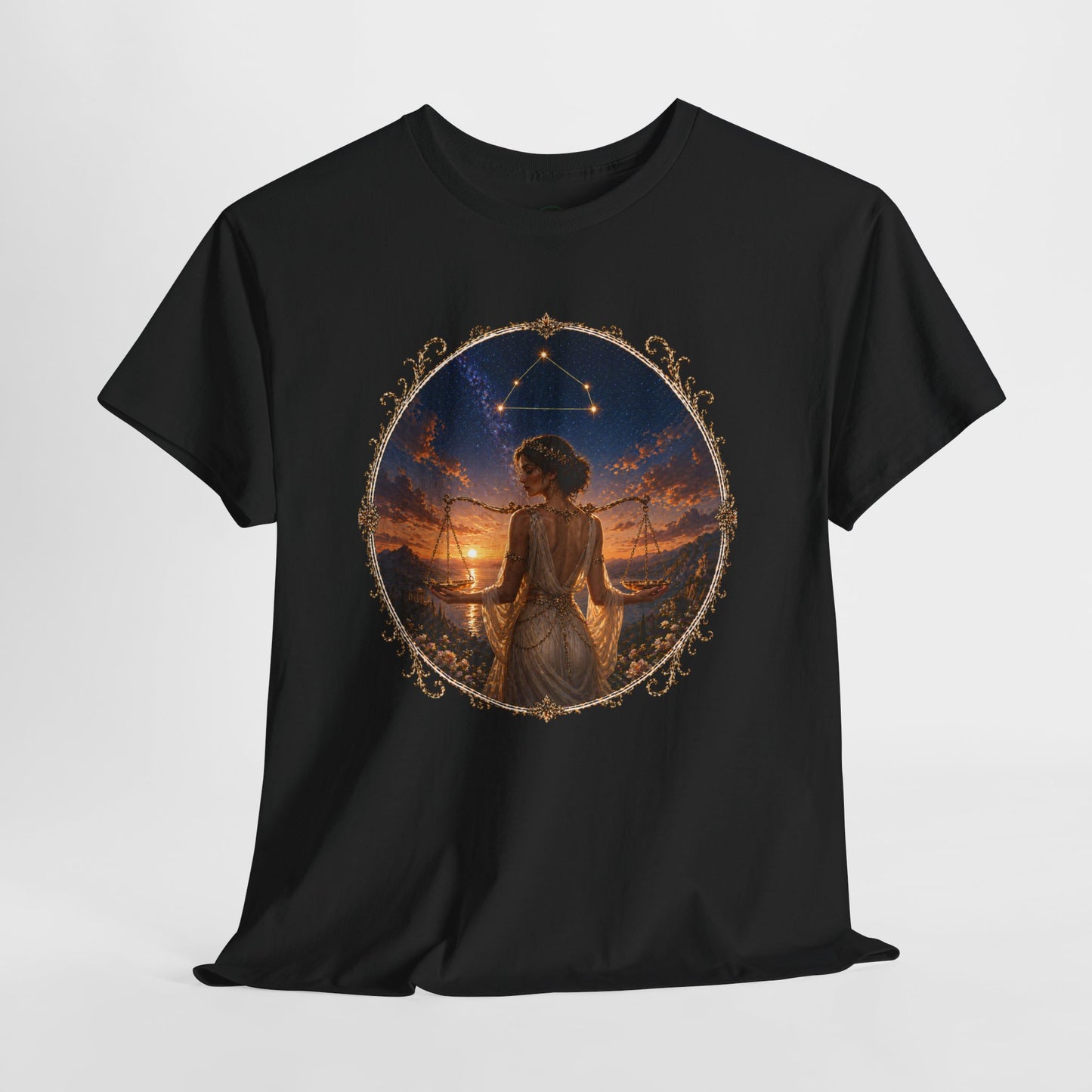 Libra Zodiac T-Shirt – Balance Scales Aesthetic Design | Elegant Astrology Tee