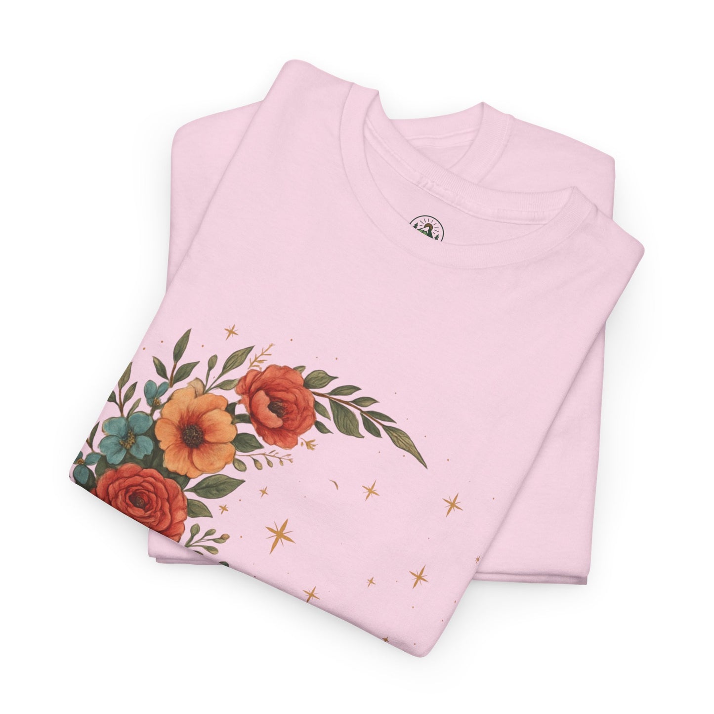 Floral Crescent Moon T-Shirt – Boho Nature Aesthetic Tee
