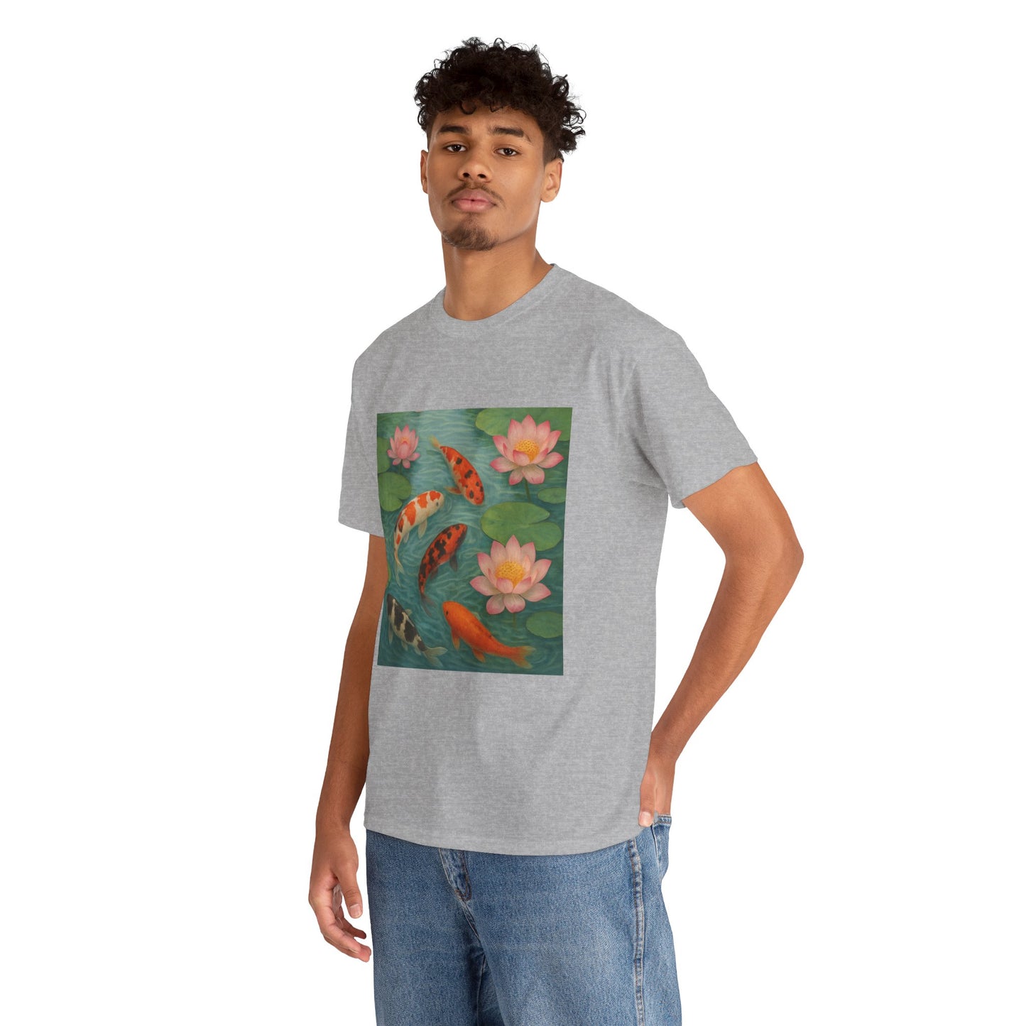 Koi Fish Lotus Pond T-Shirt – Zen Nature Aesthetic Tee