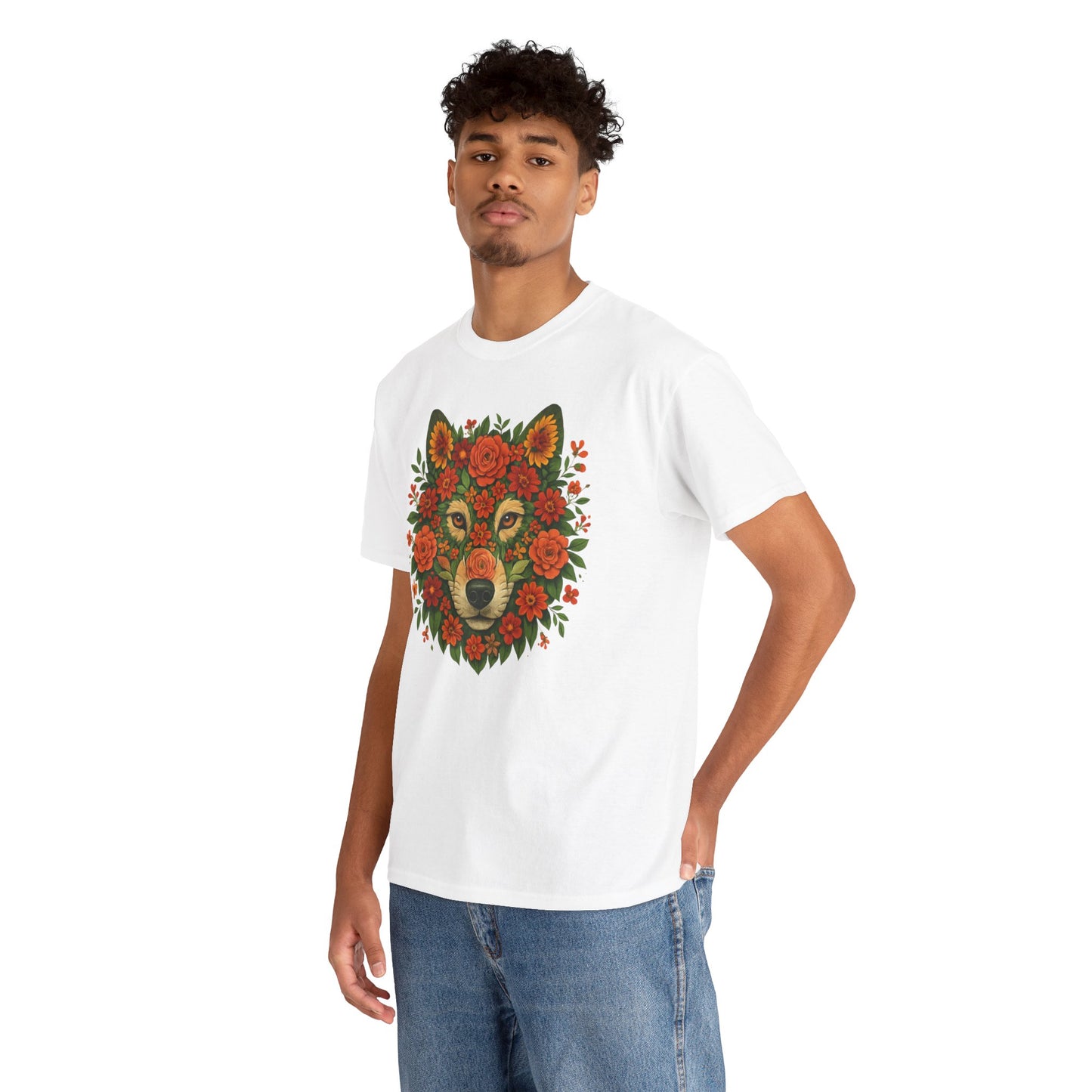 Floral Animal Portrait T-Shirt – Nature Art Aesthetic Tee