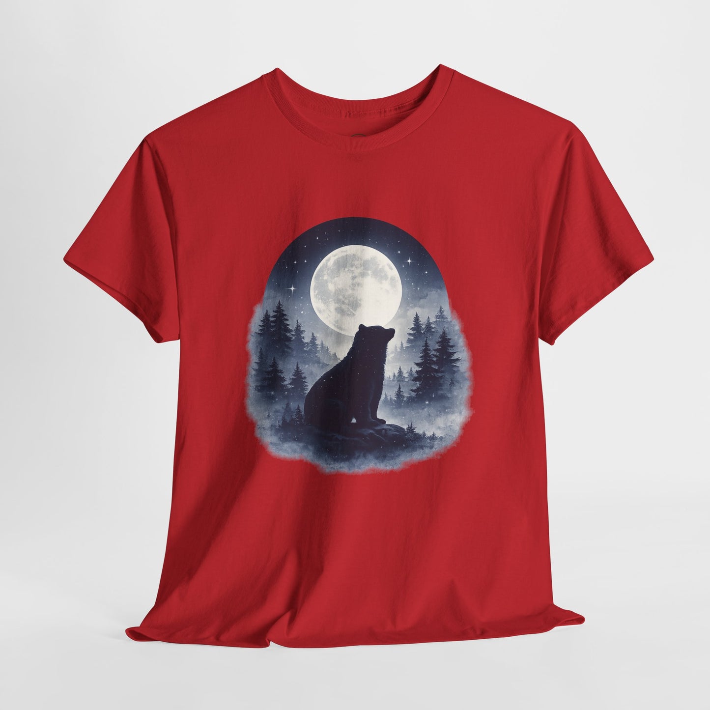 Mystic Bear Silhouette T-Shirt – Minimalist Nature Graphic Tee, Forest Spirit Design, Wildlife Lover Shirt