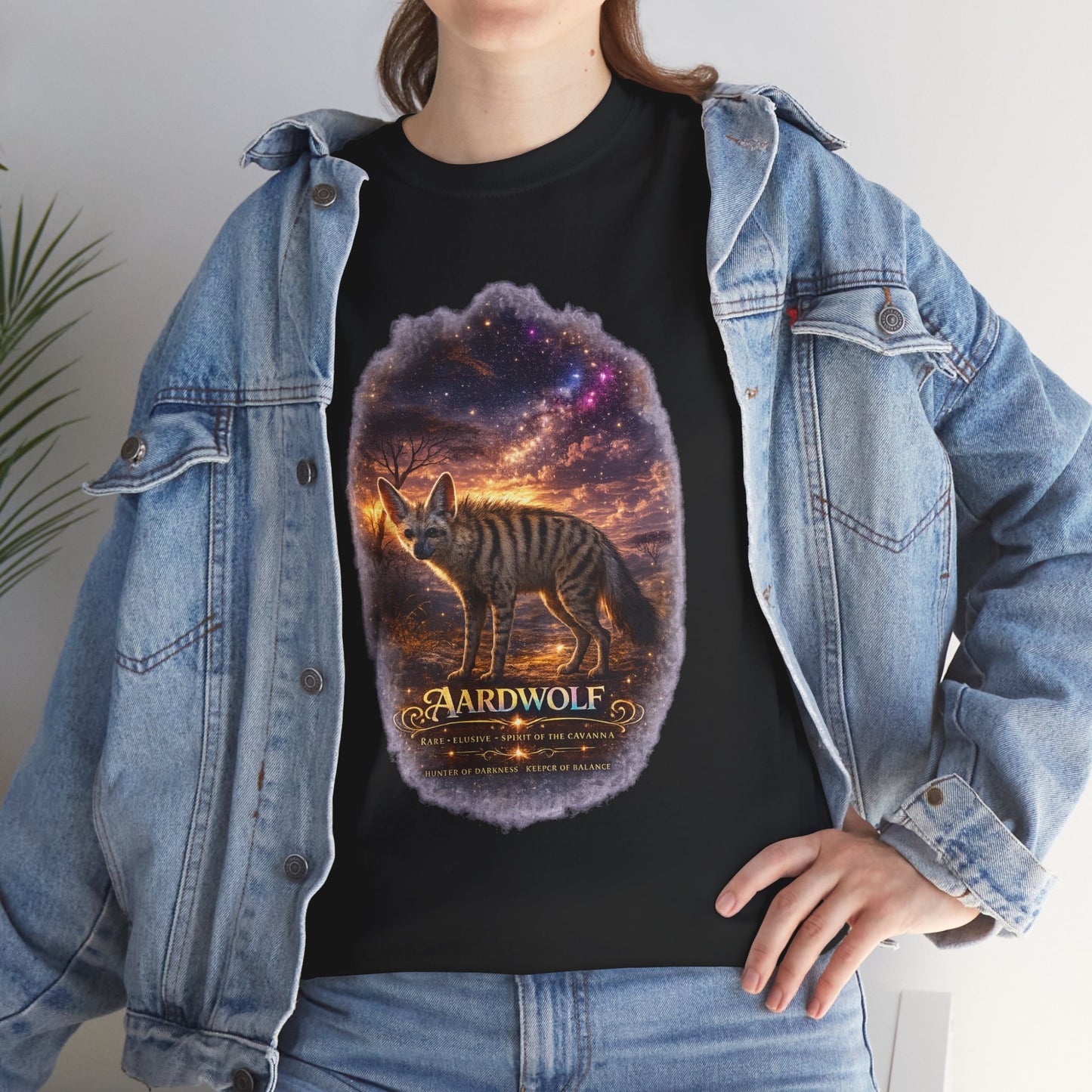 Aardwolf T-Shirt – Mystic Night Wildlife Design | Rare Cosmic Animal Graphic Tee
