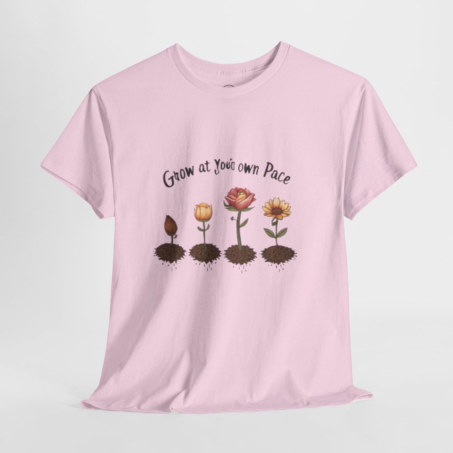 Grow at Your Own Pace T-Shirt – Minimalist Flower Pot Tee, Aesthetic Botanical Shirt, Unisex Gift for Plant Lovers