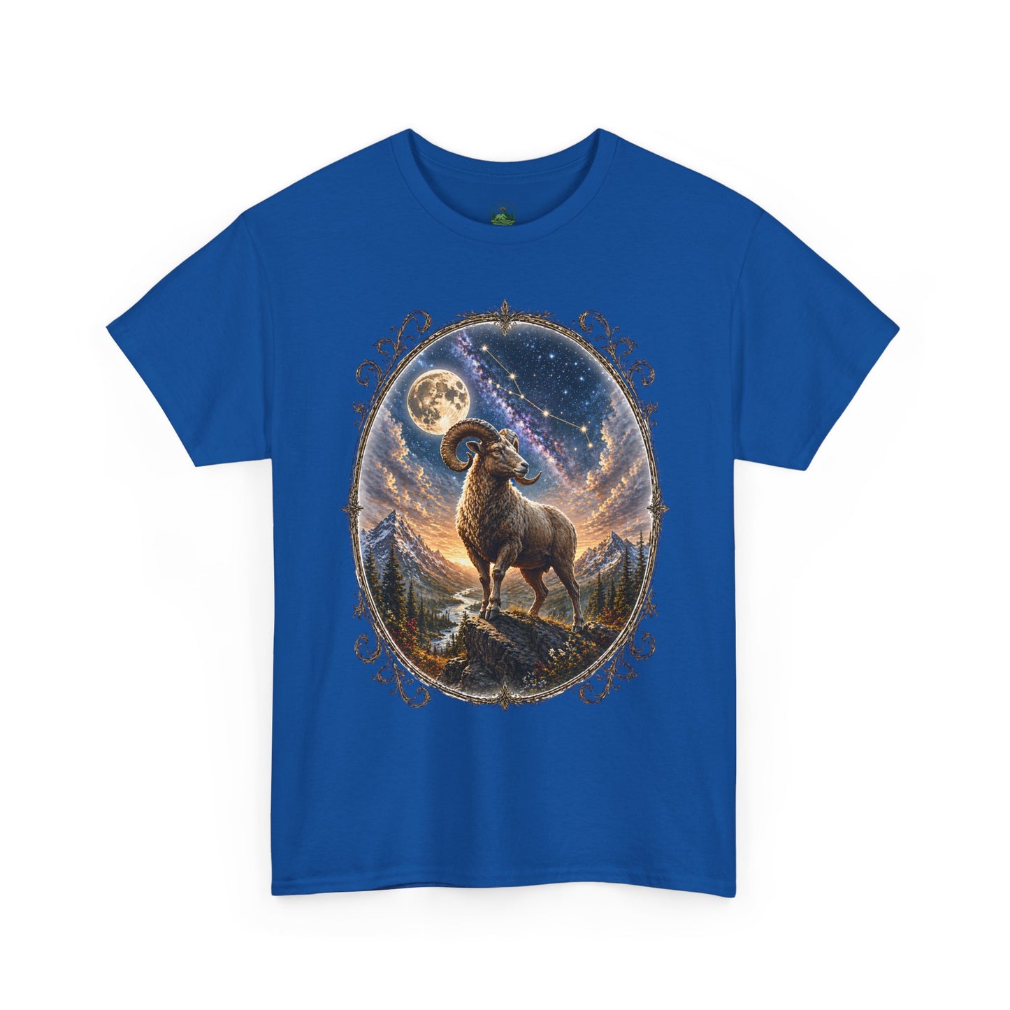 Aries Zodiac T-Shirt – Mystic Ram Moon Shirt, Astrology Graphic Tee, Spiritual Horoscope Design