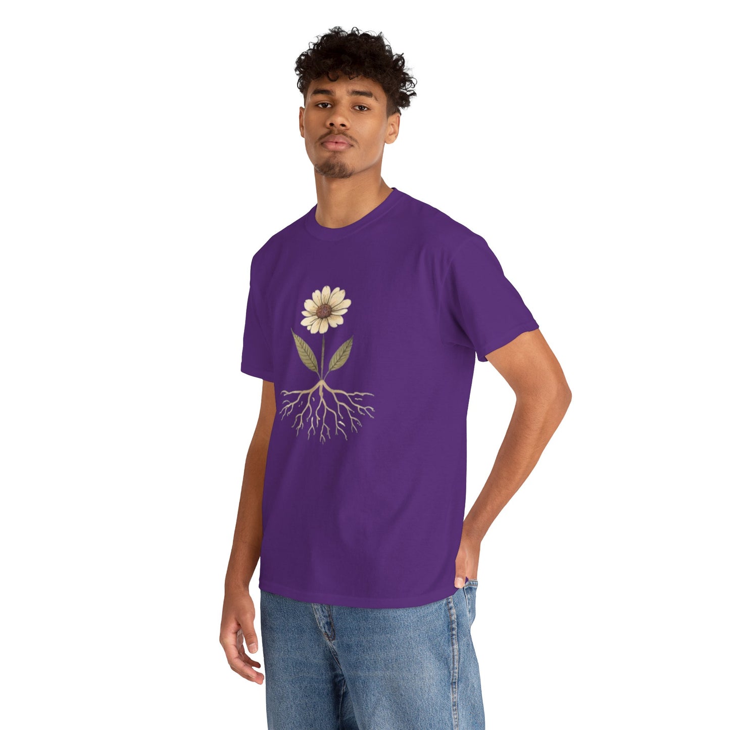 Minimalist Flower Roots T-Shirt – Nature Inspired Graphic Tee, Botanical Design, Aesthetic Plant Shirt, Unisex Cotton Tee