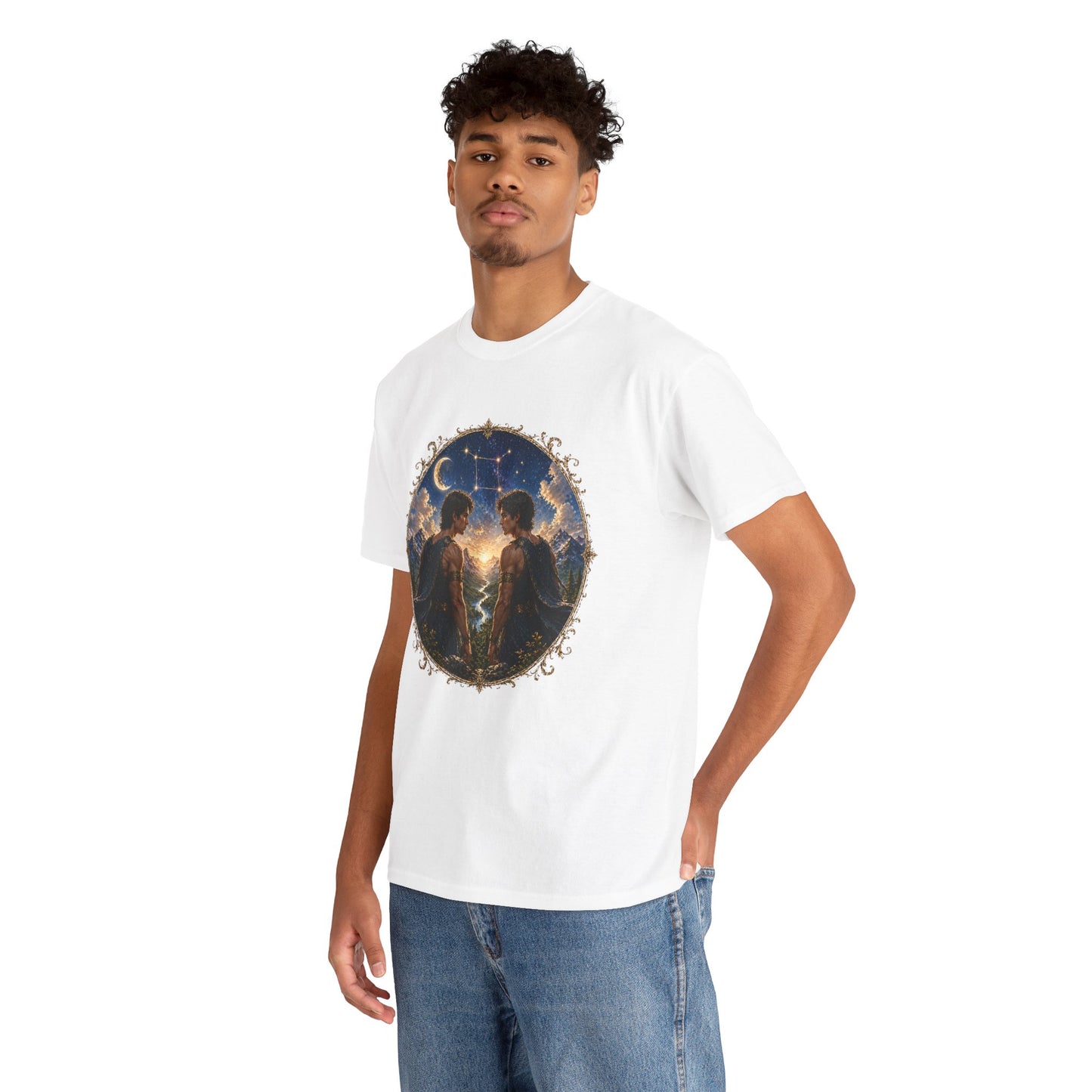 Gemini Zodiac T-Shirt – Dual Energy Twins Design | Astrology & Cosmic Nature Tee