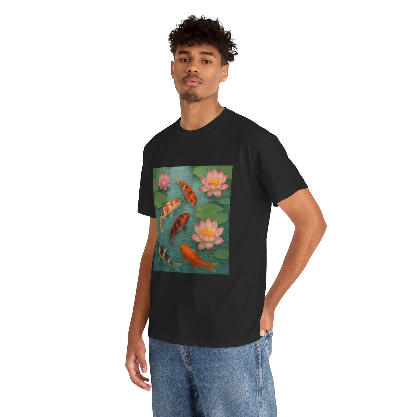Koi Fish Lotus Pond T-Shirt – Zen Nature Aesthetic Tee