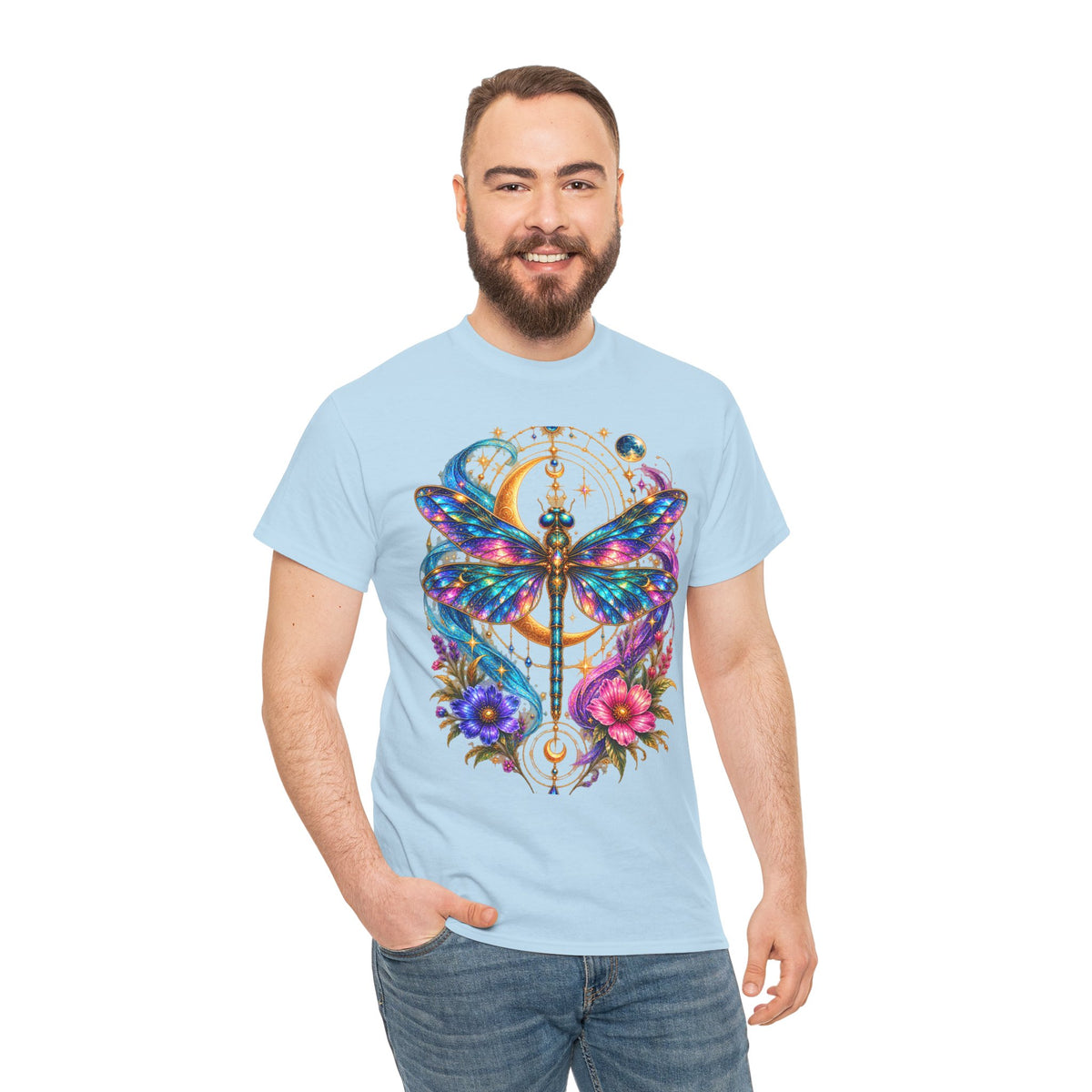Celestial Dragonfly T-Shirt – Moon & Wildflower Nature Tee