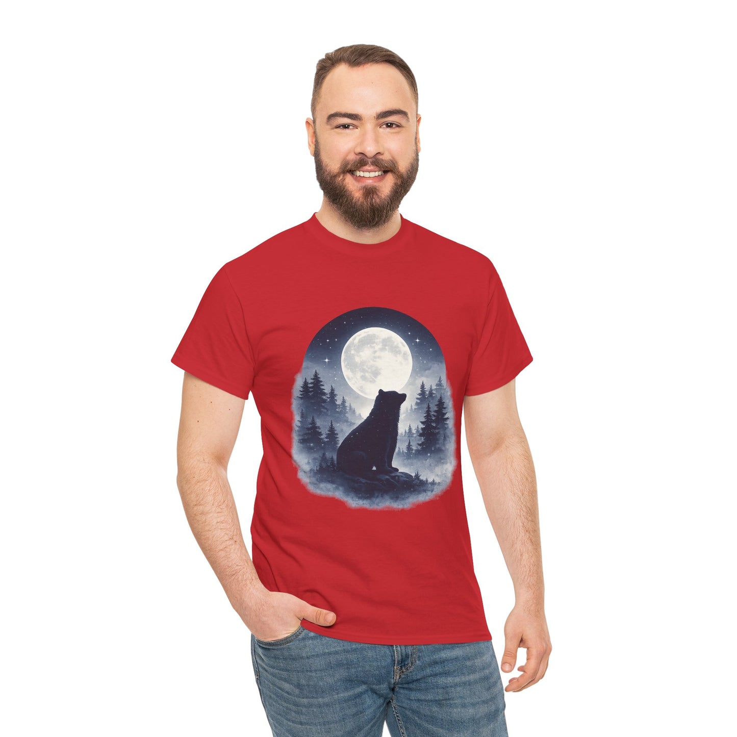 Mystic Bear Silhouette T-Shirt – Minimalist Nature Graphic Tee, Forest Spirit Design, Wildlife Lover Shirt