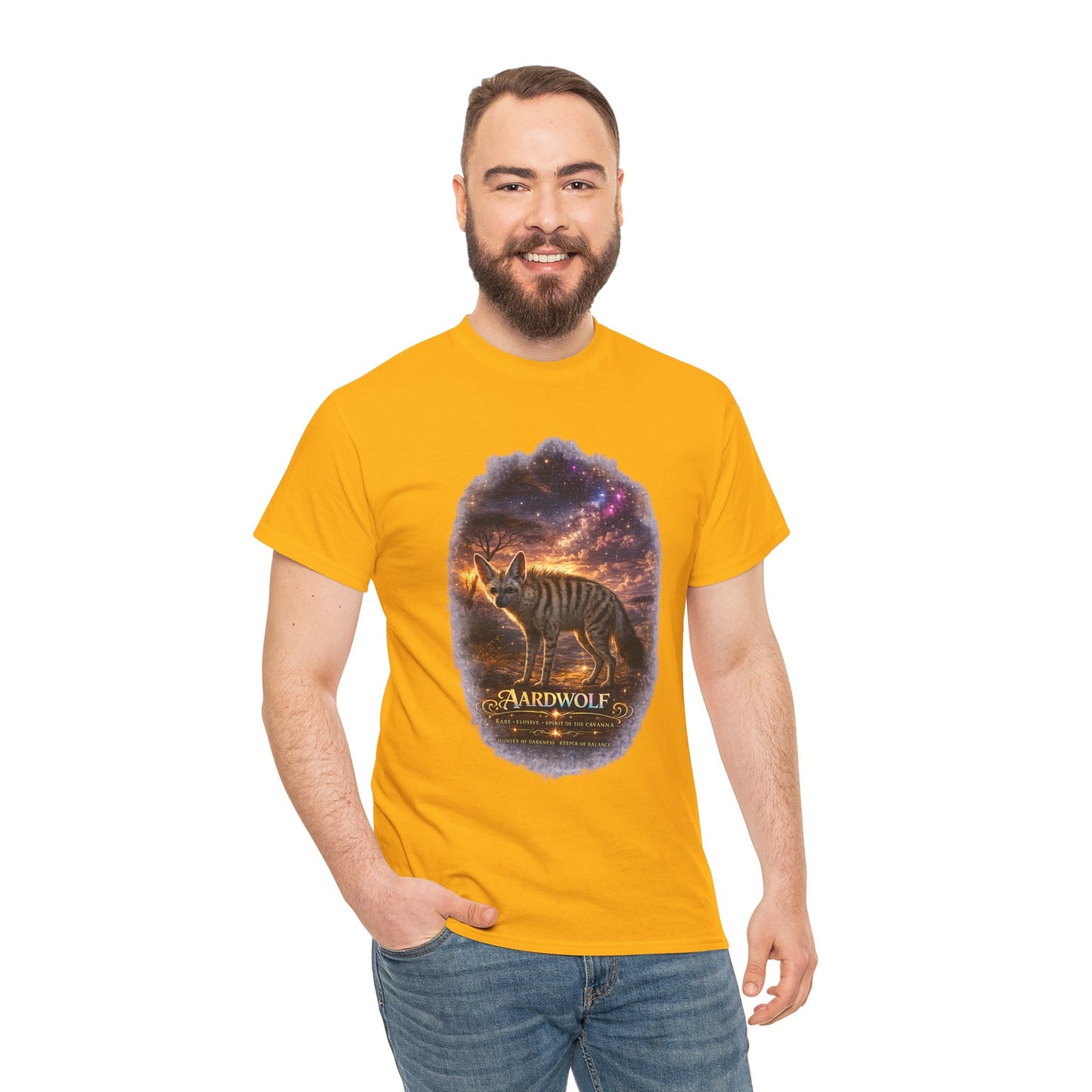 Aardwolf T-Shirt – Mystic Night Wildlife Design | Rare Cosmic Animal Graphic Tee