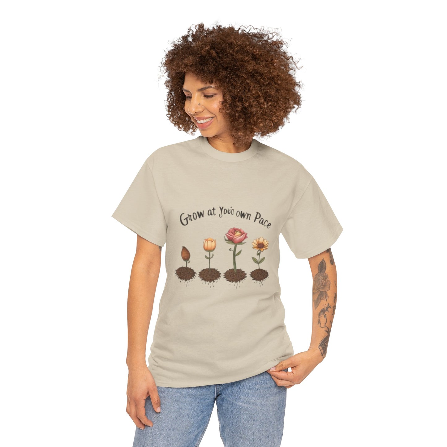 Grow at Your Own Pace T-Shirt – Minimalist Flower Pot Tee, Aesthetic Botanical Shirt, Unisex Gift for Plant Lovers