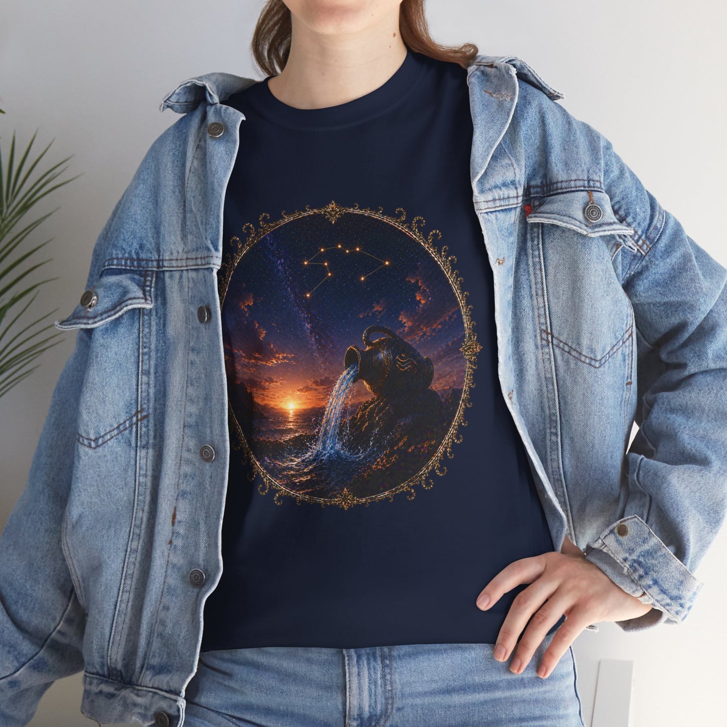 Aquarius Zodiac T-Shirt – Water Bearer Cosmic Design | Unique & Visionary Astrology Tee