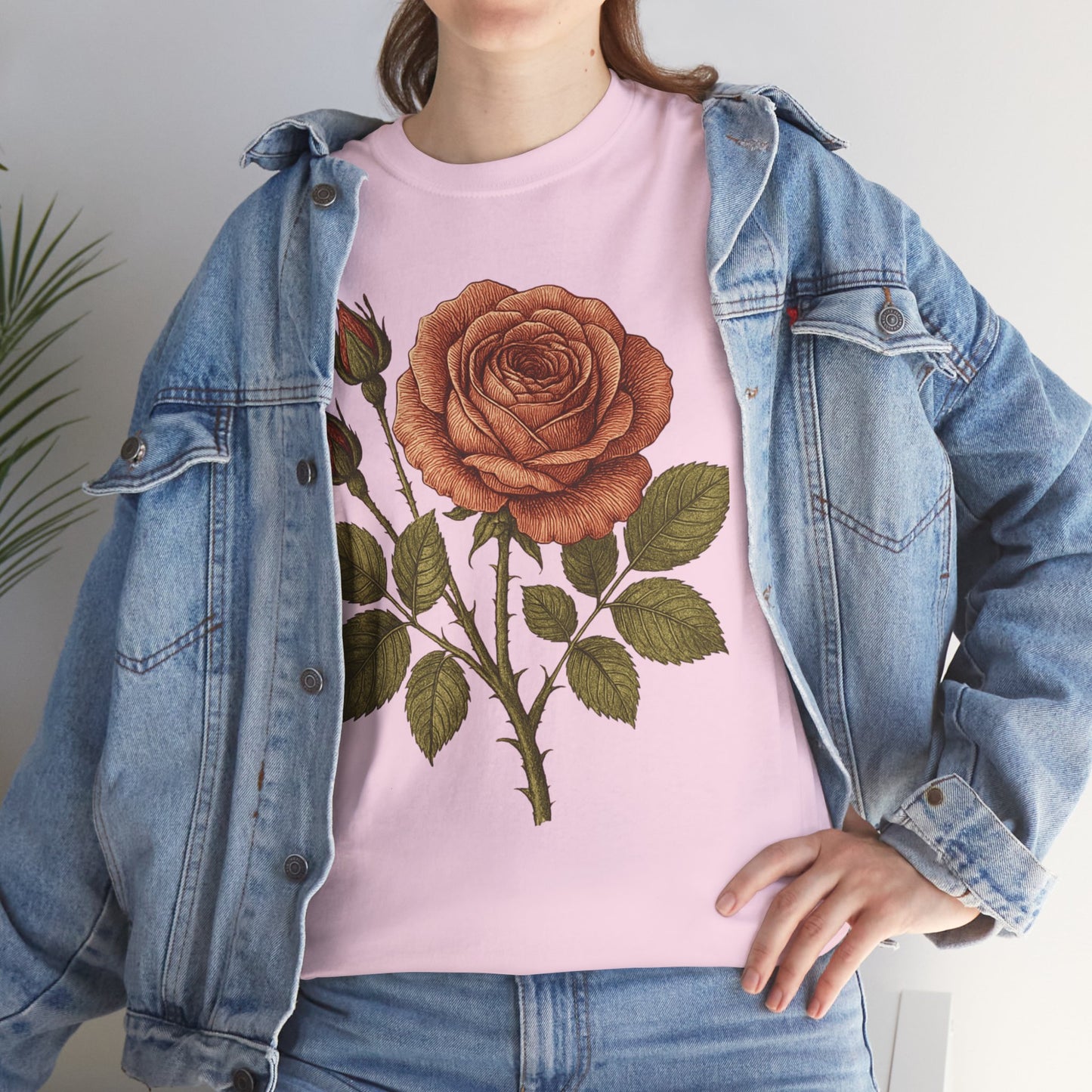 Vintage Botanical Rose T-Shirt – Minimalist Floral Aesthetic Tee