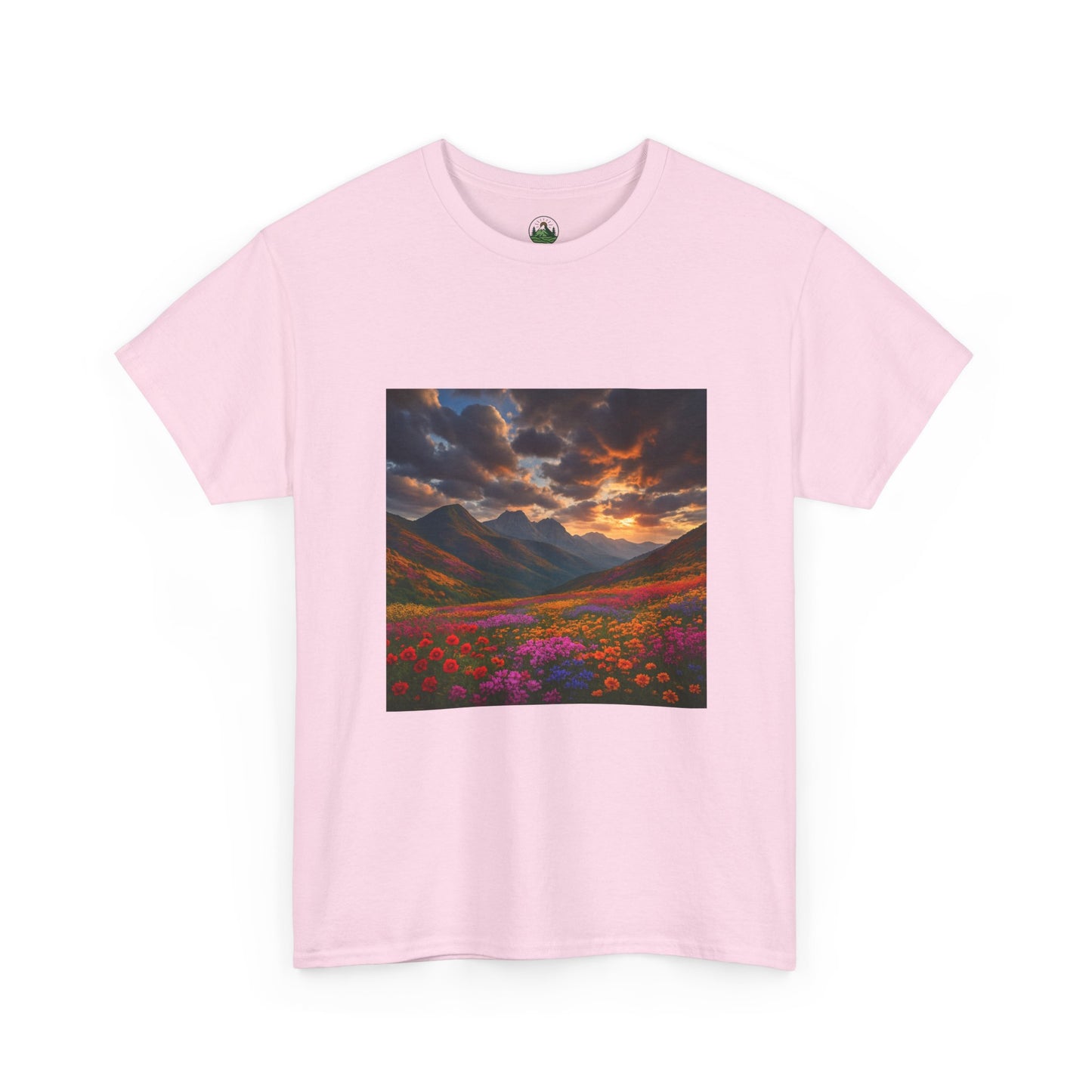 Wildflower Mountain Landscape T-Shirt – Minimalist Nature Graphic Tee