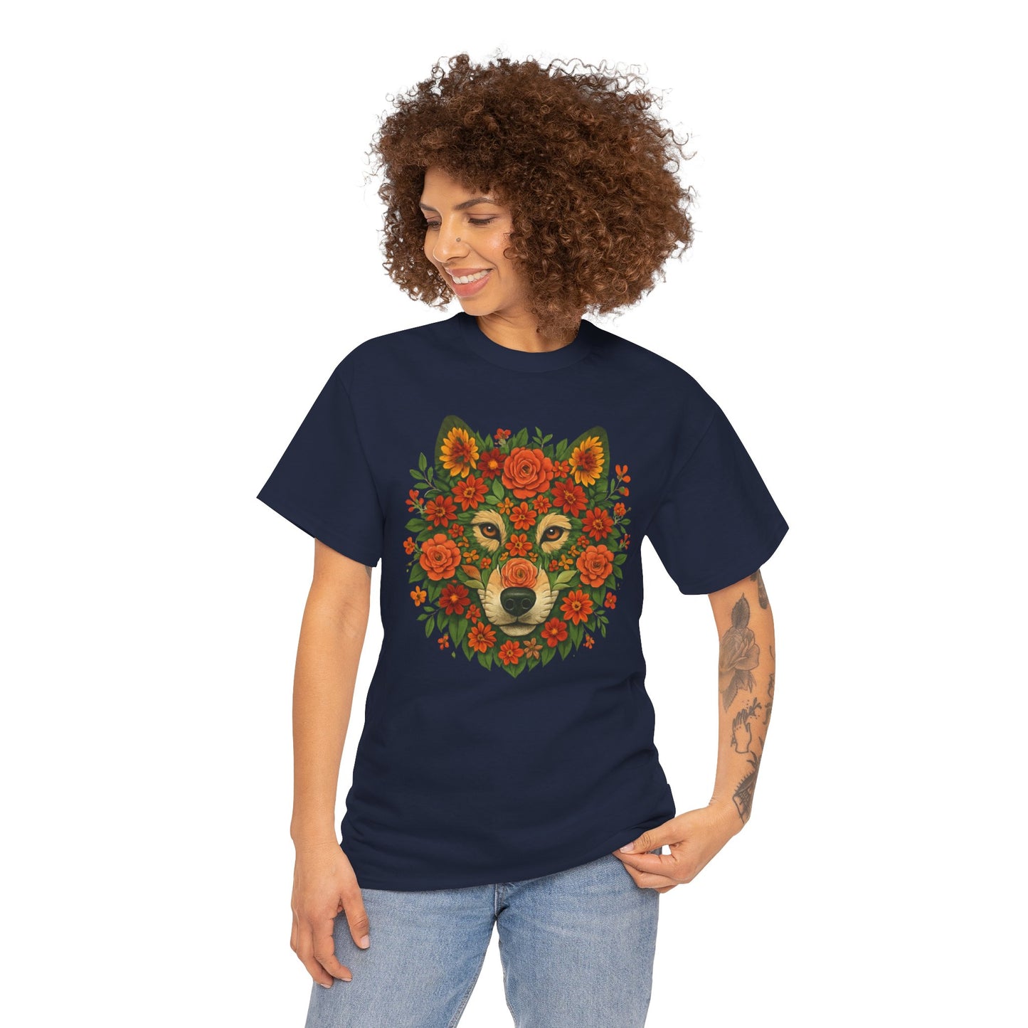 Floral Animal Portrait T-Shirt – Nature Art Aesthetic Tee
