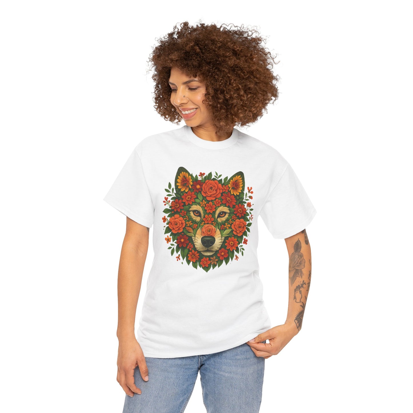 Floral Animal Portrait T-Shirt – Nature Art Aesthetic Tee