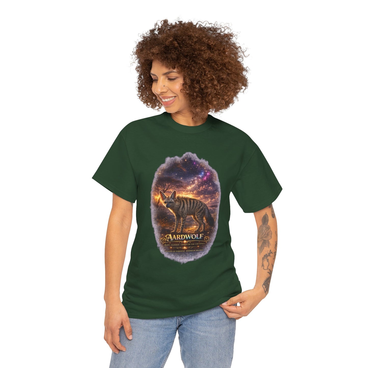 Aardwolf T-Shirt – Mystic Night Wildlife Design | Rare Cosmic Animal Graphic Tee