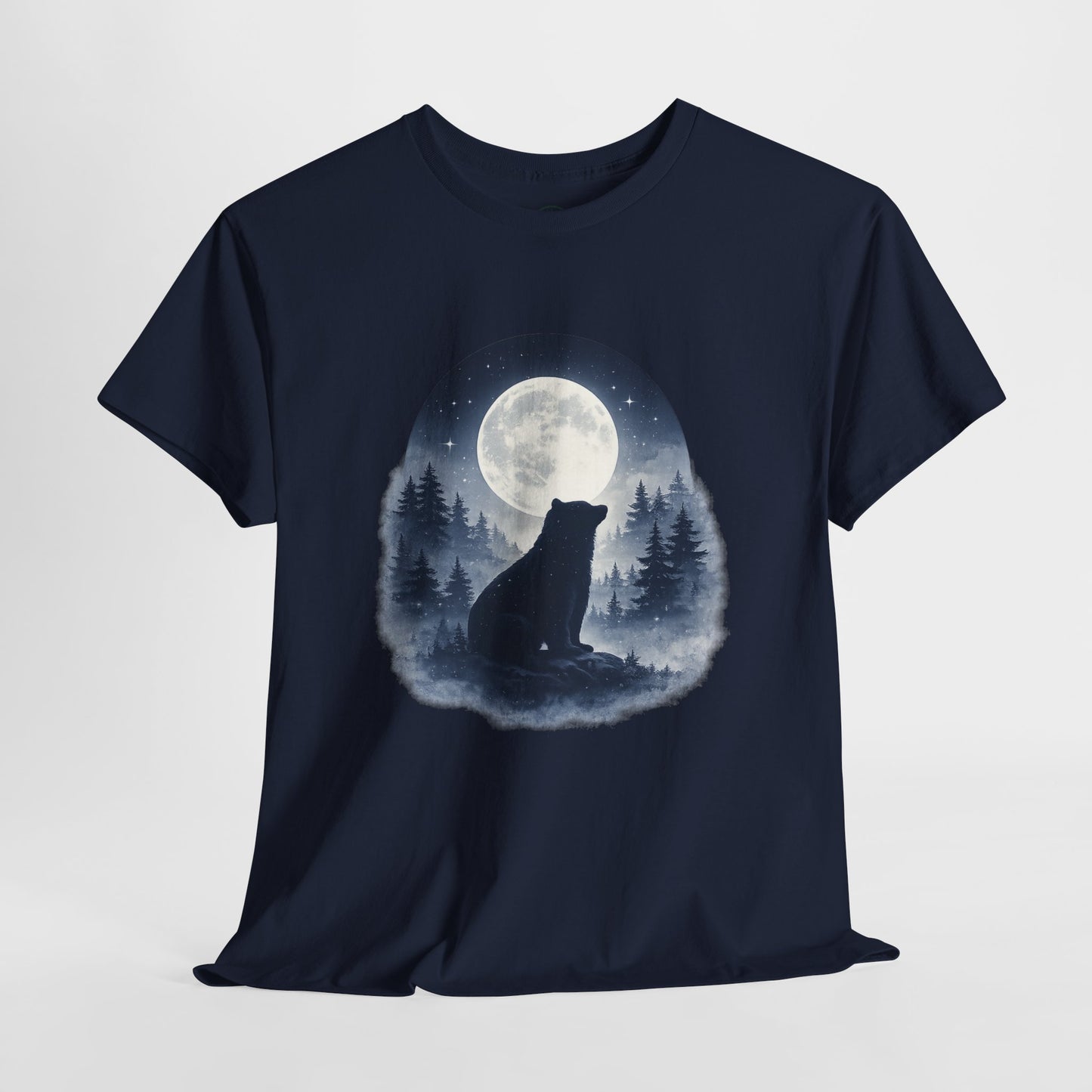 Mystic Bear Silhouette T-Shirt – Minimalist Nature Graphic Tee, Forest Spirit Design, Wildlife Lover Shirt