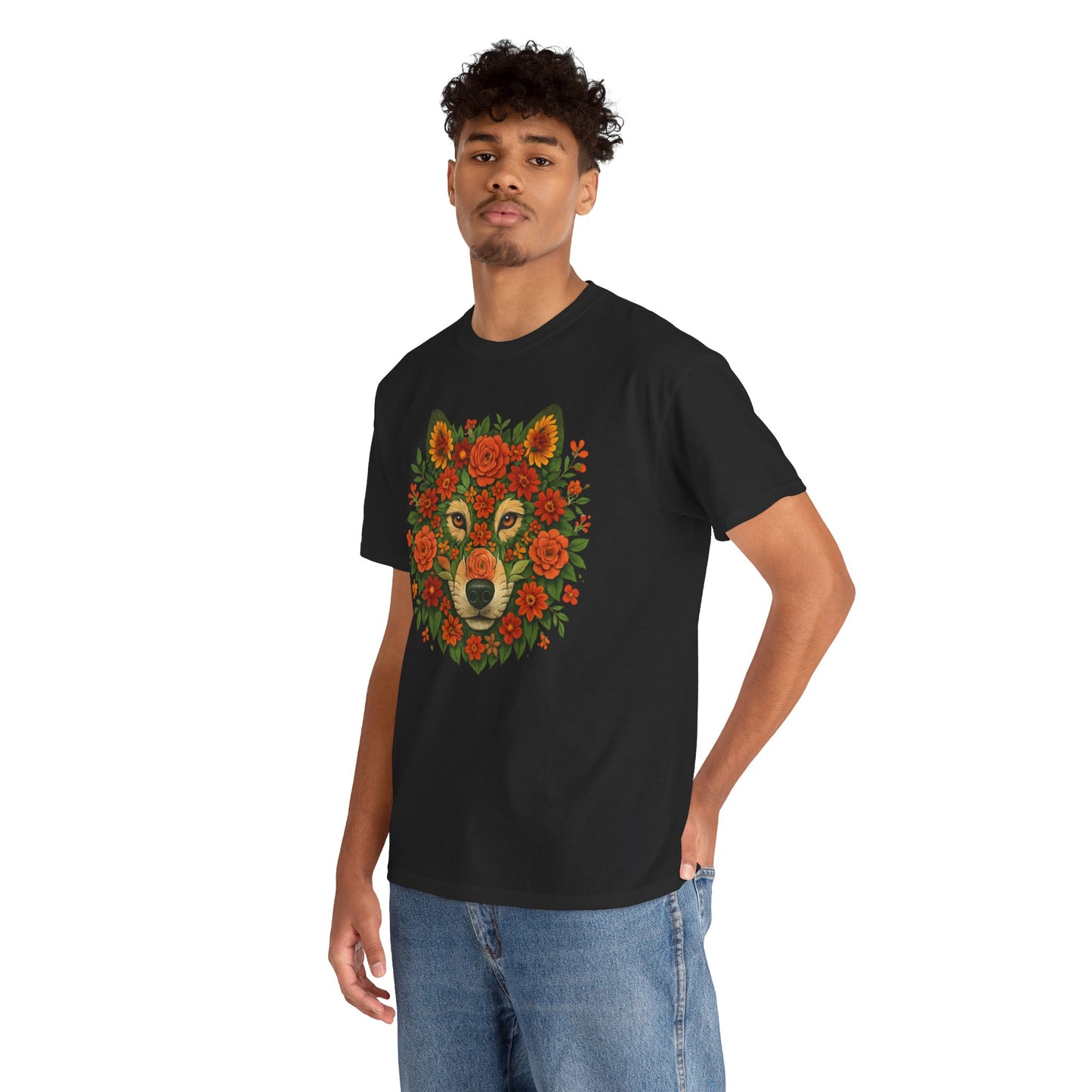 Floral Animal Portrait T-Shirt – Nature Art Aesthetic Tee