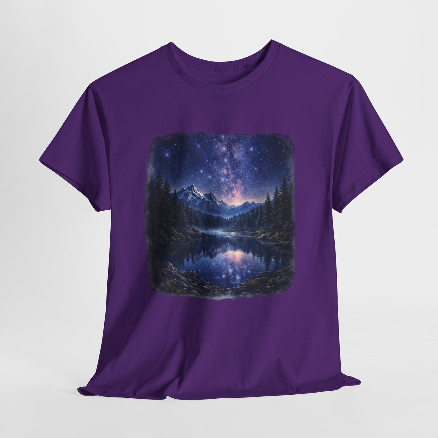 Midnight Reflection Nature T-Shirt – Moonlit Lake & Forest Design