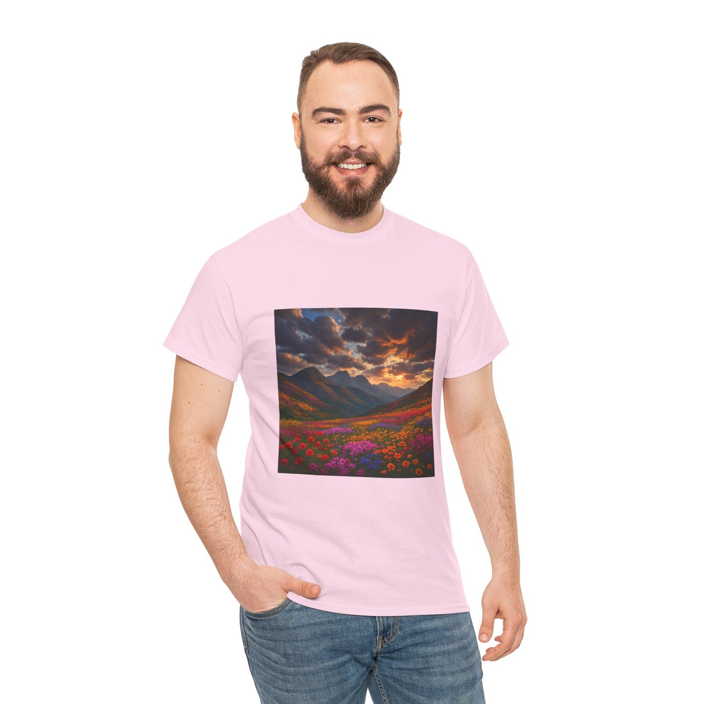 Wildflower Mountain Landscape T-Shirt – Minimalist Nature Graphic Tee