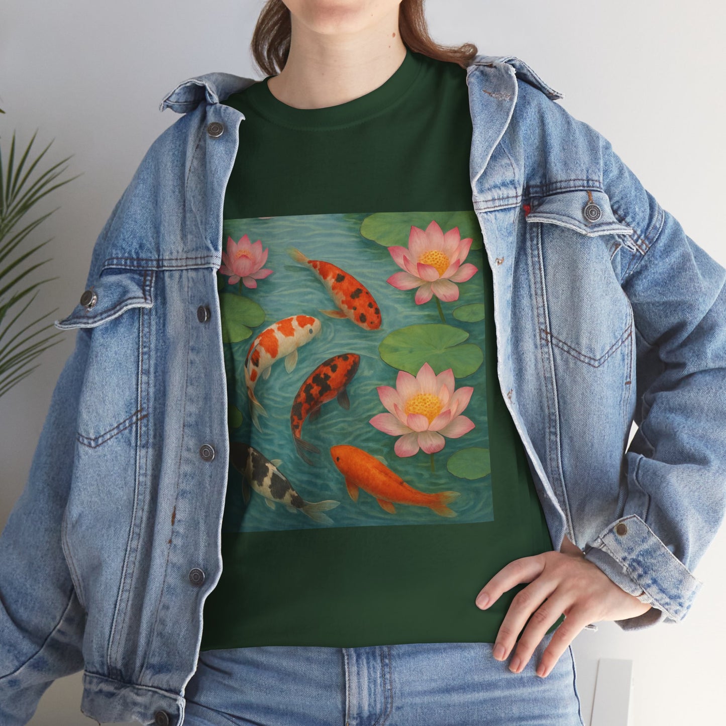 Koi Fish Lotus Pond T-Shirt – Zen Nature Aesthetic Tee